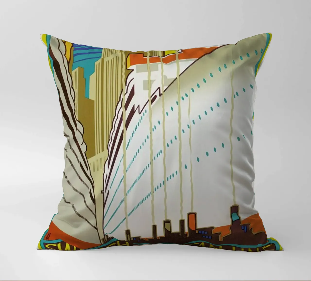 Monogrammed HR-Swedish American Line (Printed by Ronald Massey, London) cuscino da ARTOTHEK