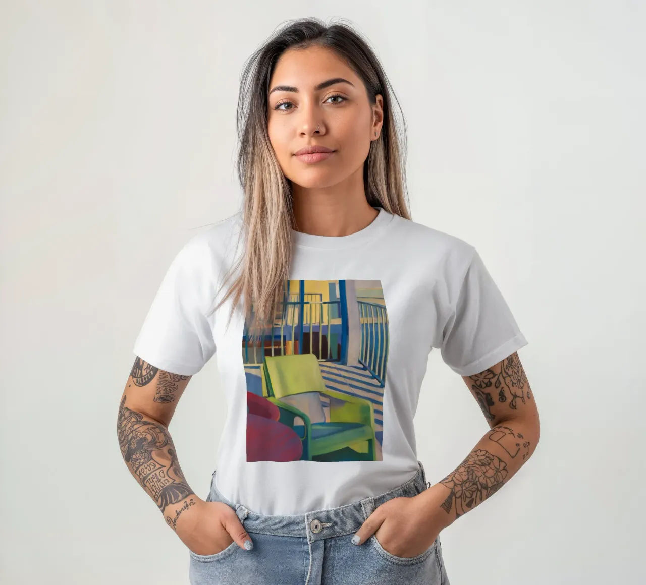 Reverie di luce a righe t-shirt da Mystic Grain