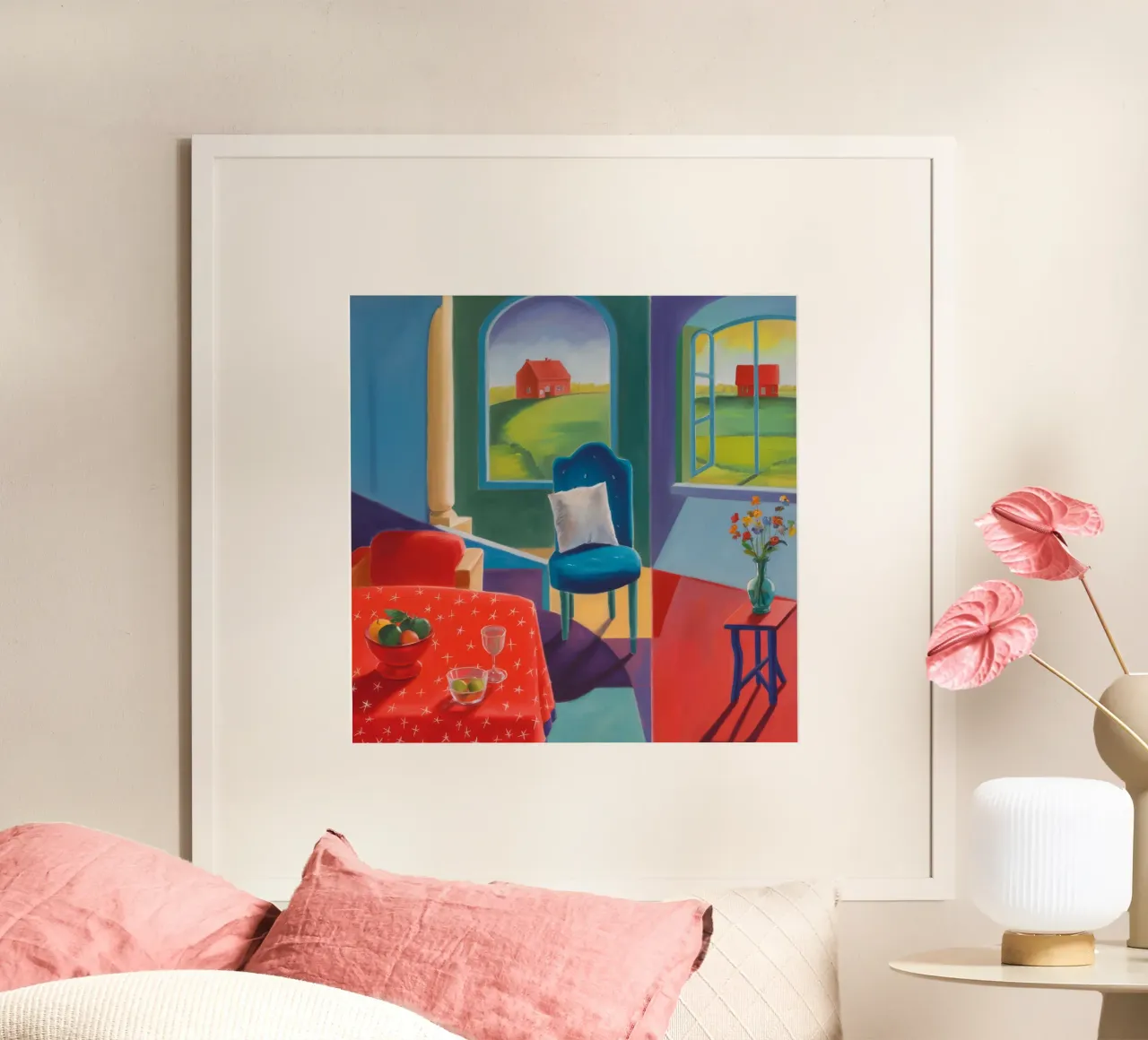 Sogni di finestre pastorali poster con telaio in legno da Mystic Grain