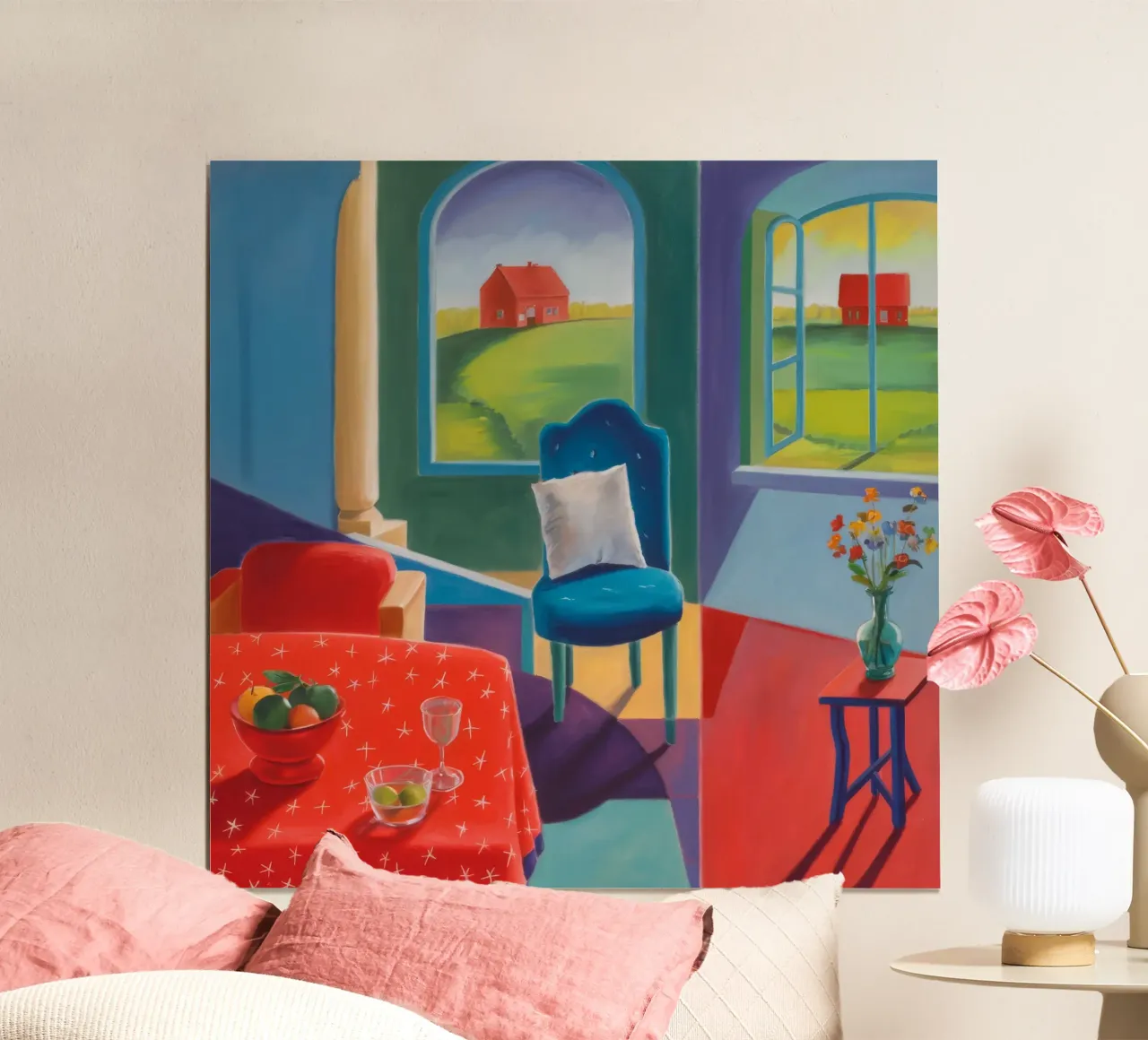 Sogni di finestre pastorali poster con telaio in legno da Mystic Grain