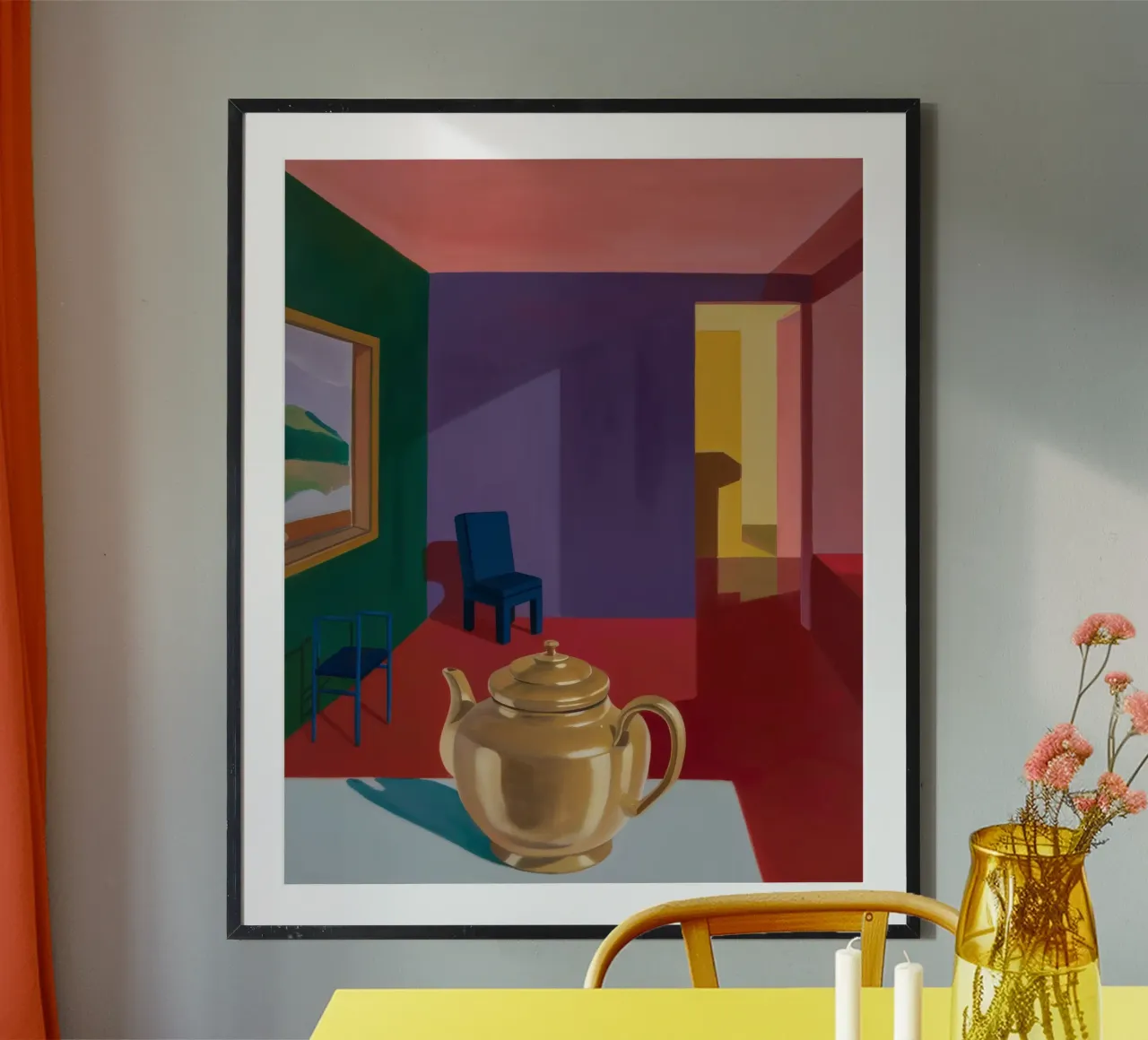 Echi di silenzio dorati poster con telaio in plastica da Mystic Grain