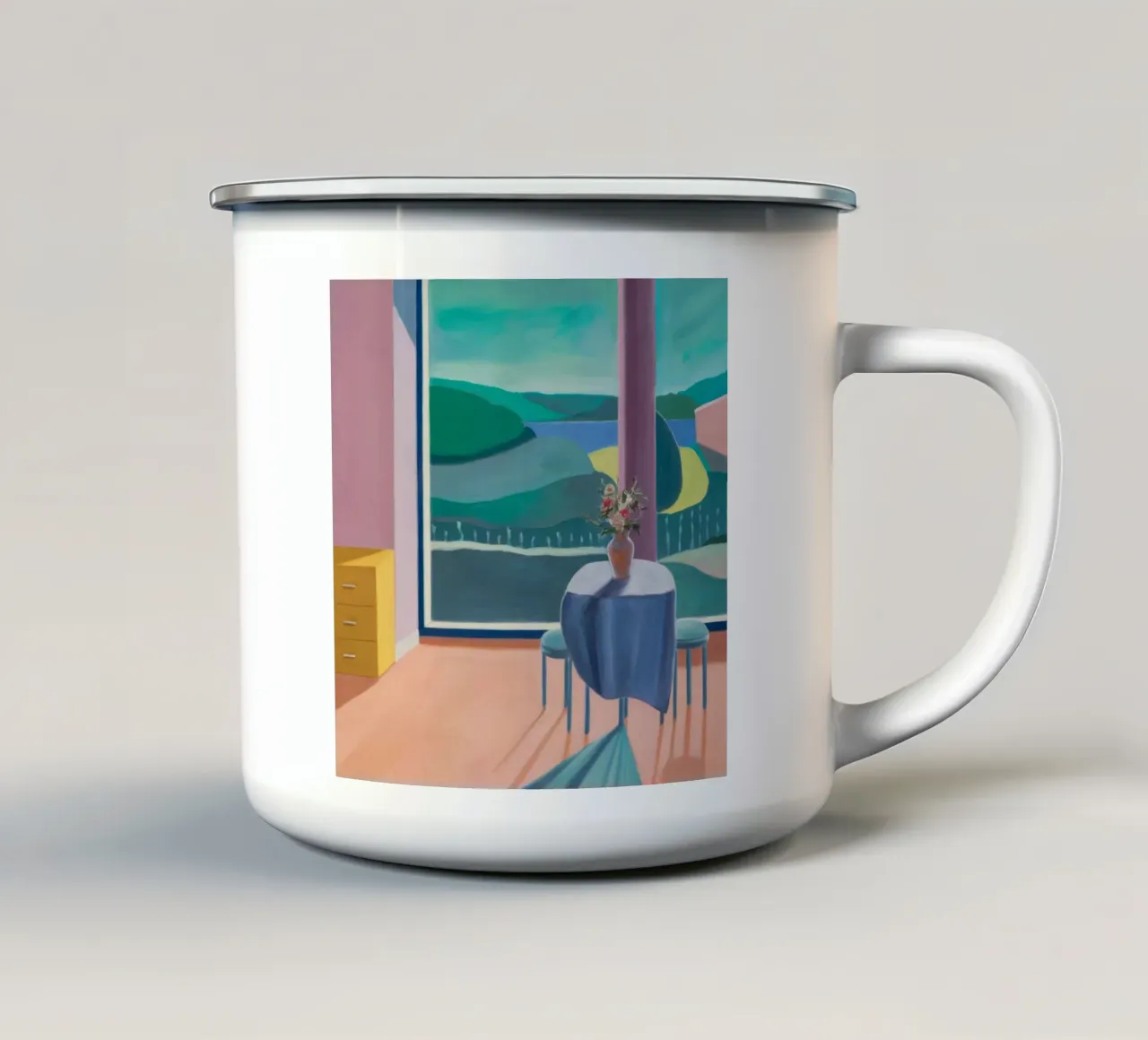 Conversazione mattutina blu tazza in smalto da Mystic Grain