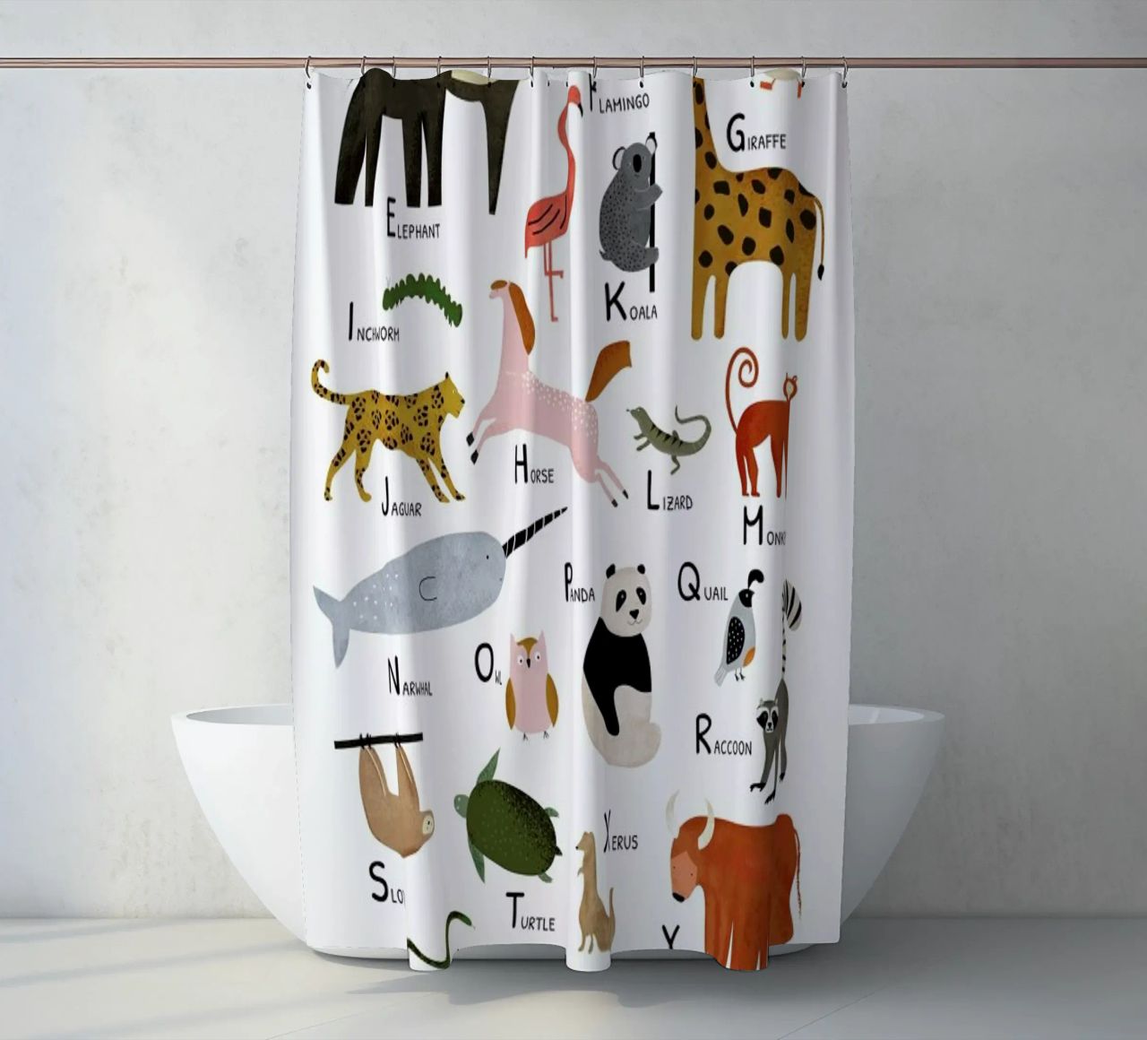Animal Friends II cortina de baño de Little Flourishes