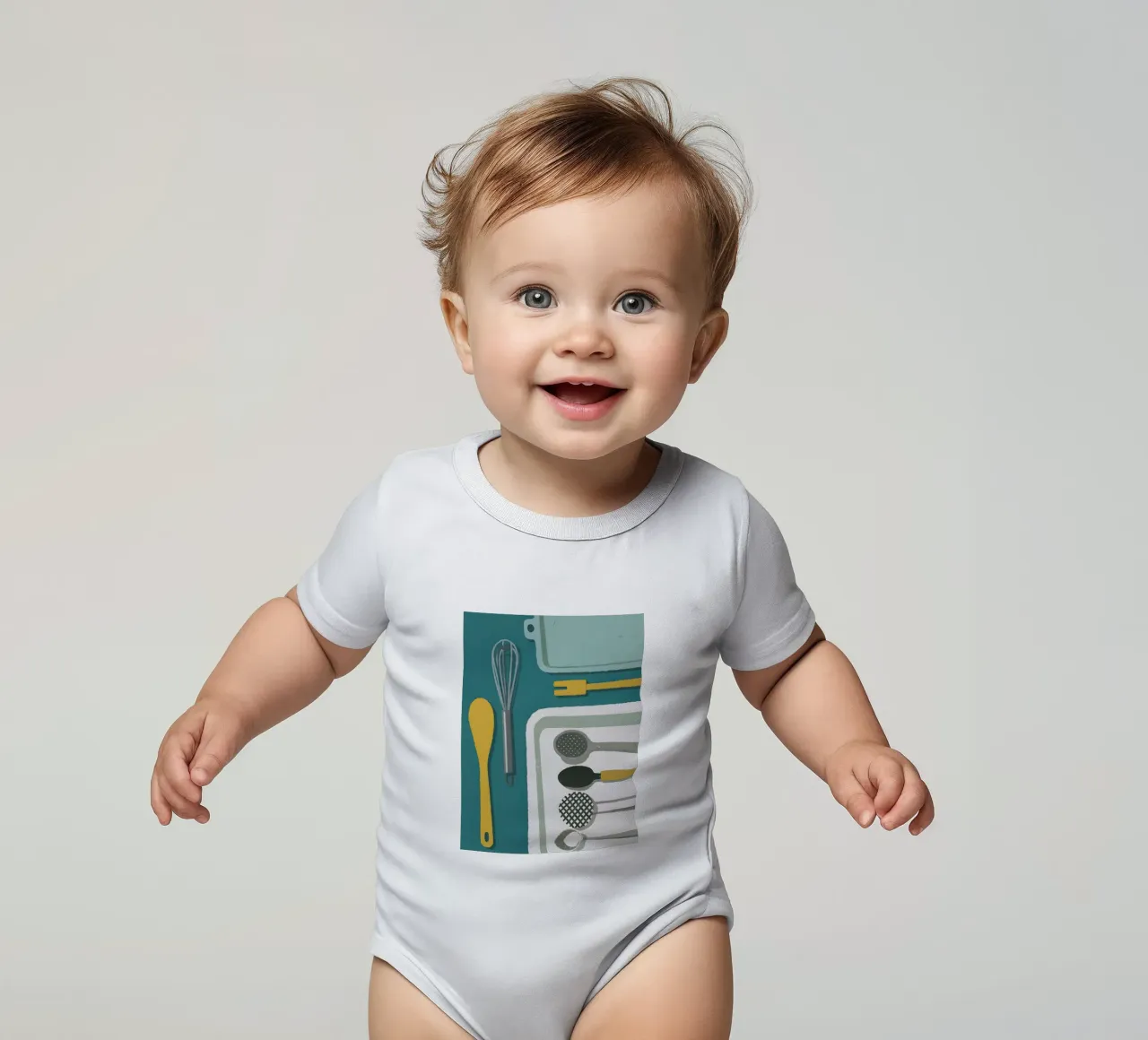 Kitchen equipment short-sleeve baby romper by PERSONAL TOUCH