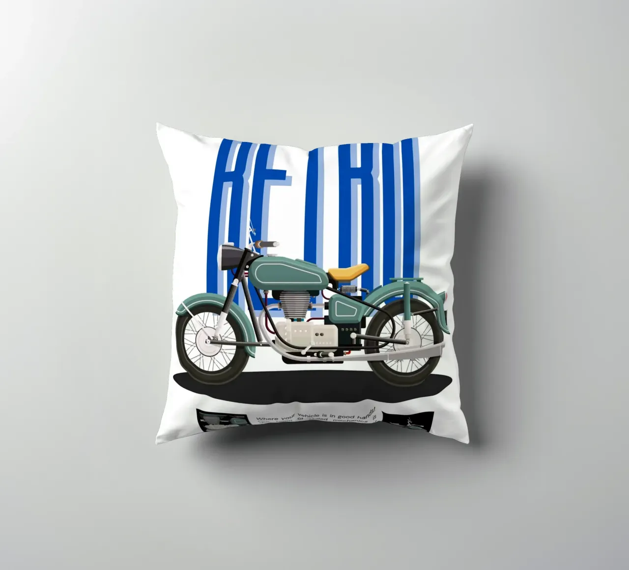 Motorcycle retro decorative cushion by Agnazarshop