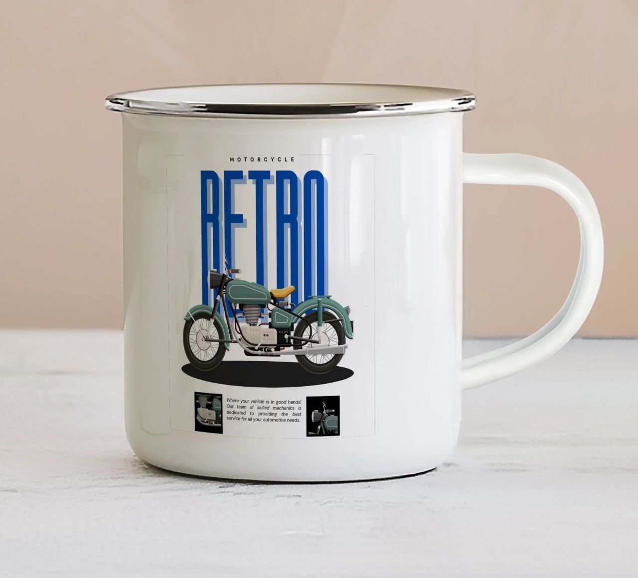 Moto retrò tazza in smalto da Agnazarshop