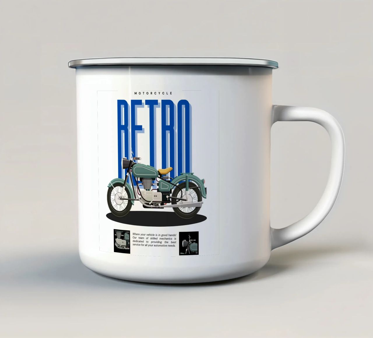 Moto retrò tazza in smalto da Agnazarshop