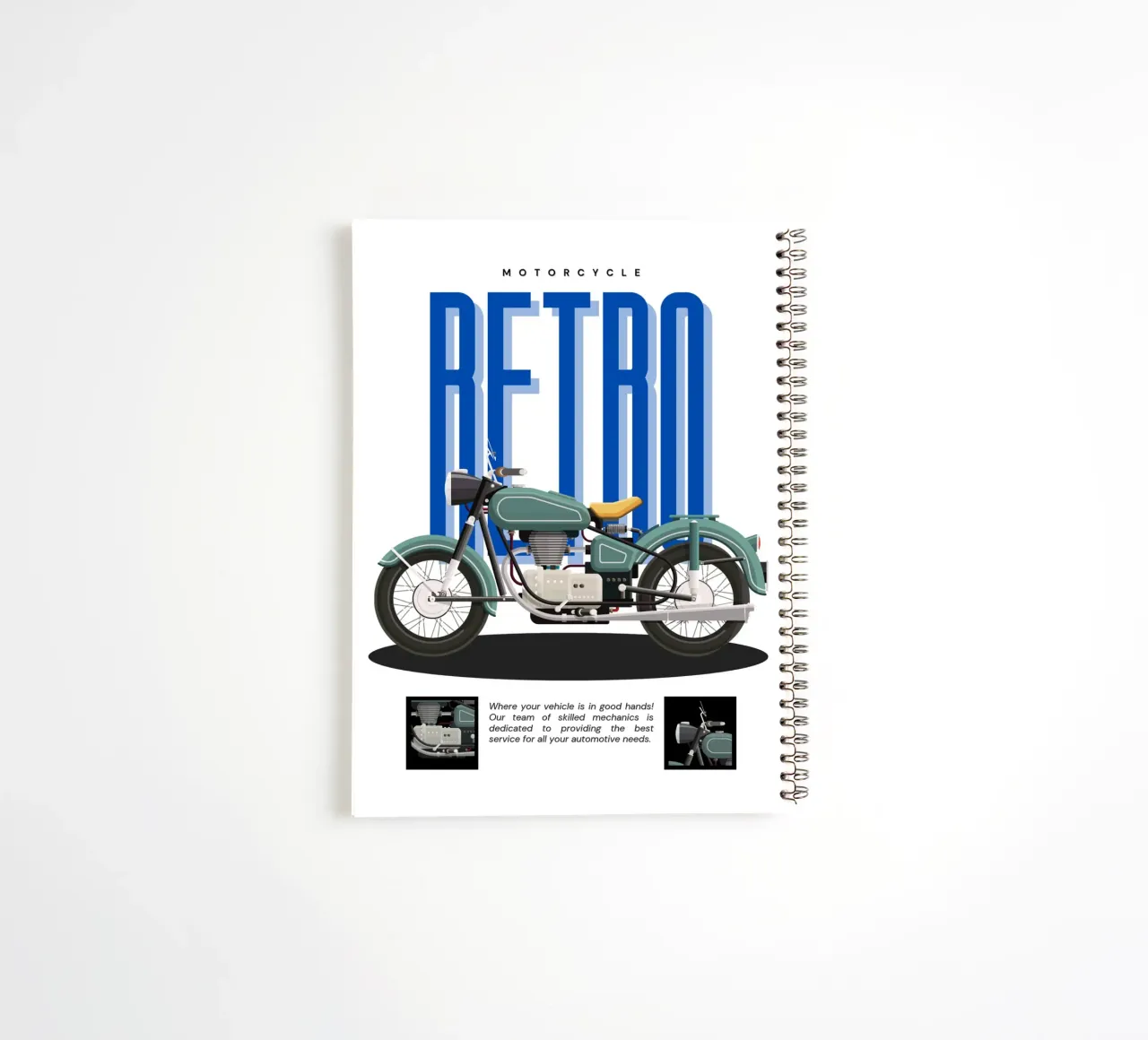 Motorcycle retro spiral notebook by Agnazarshop