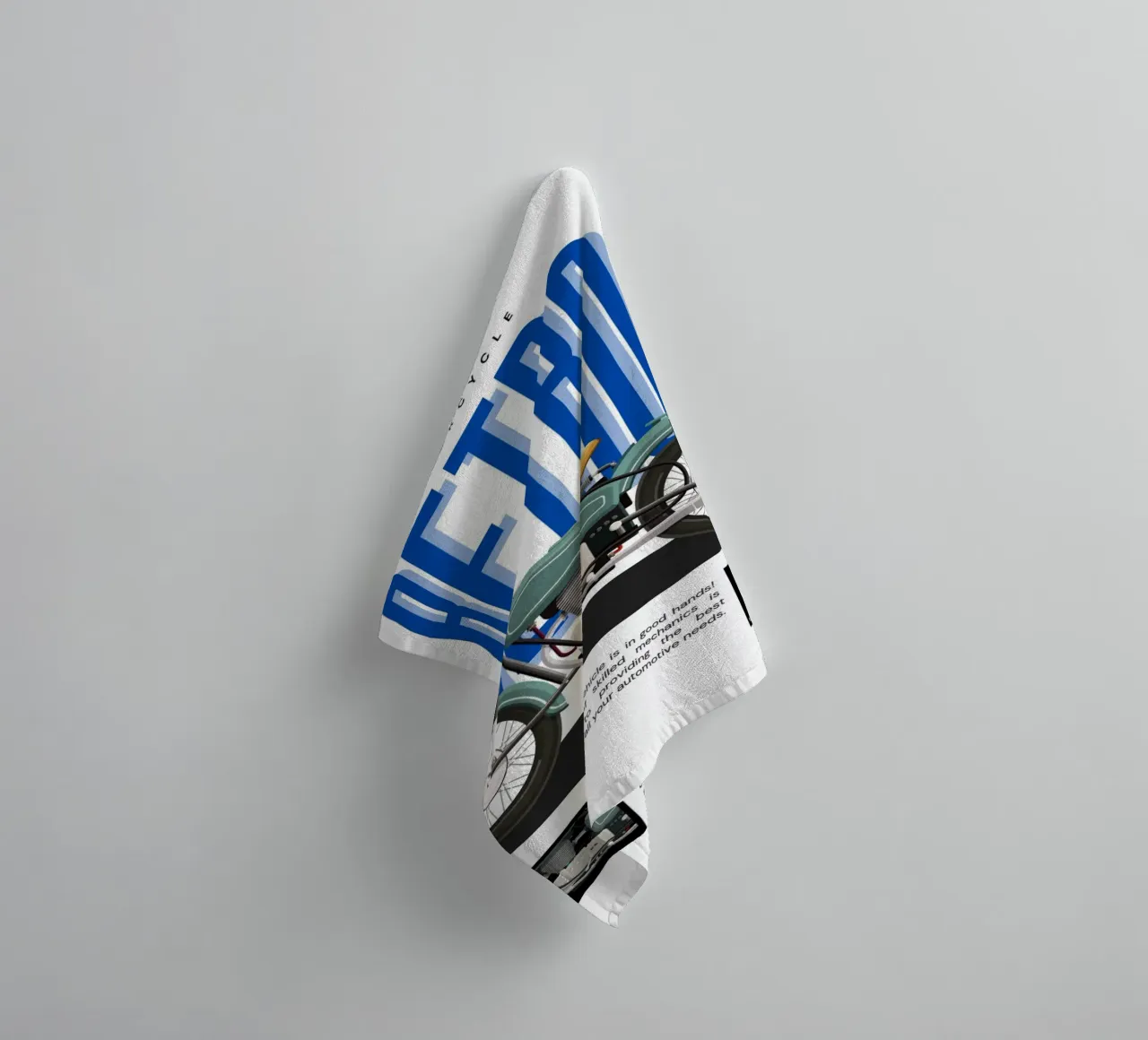 Motor retro badhanddoek van Agnazarshop