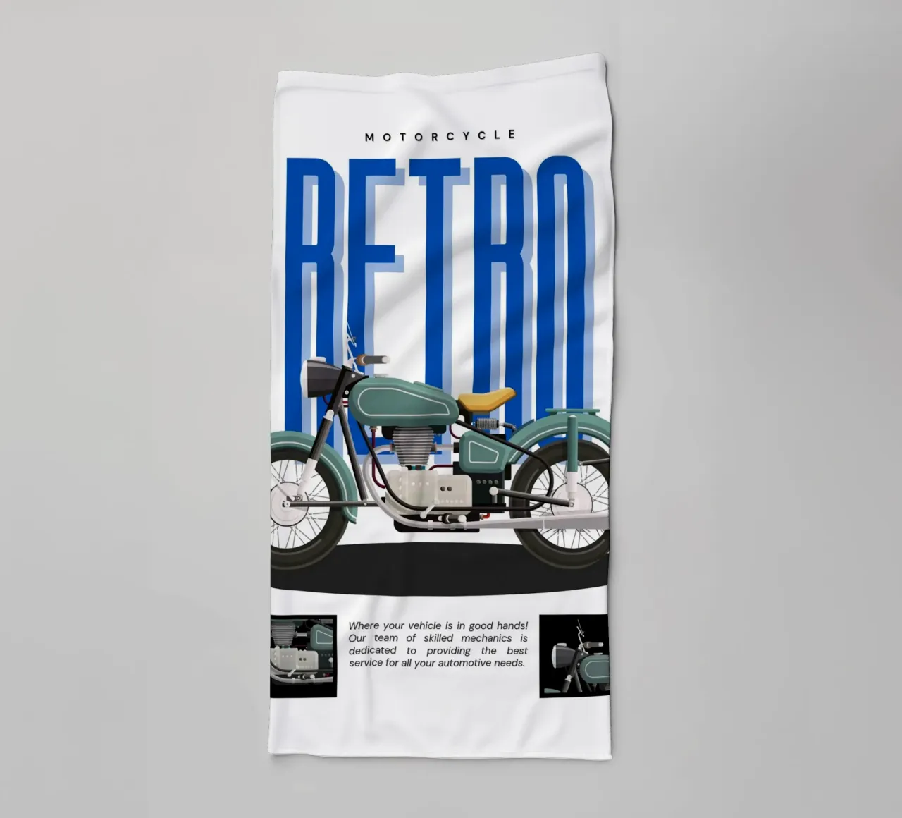 Motor retro badhanddoek van Agnazarshop