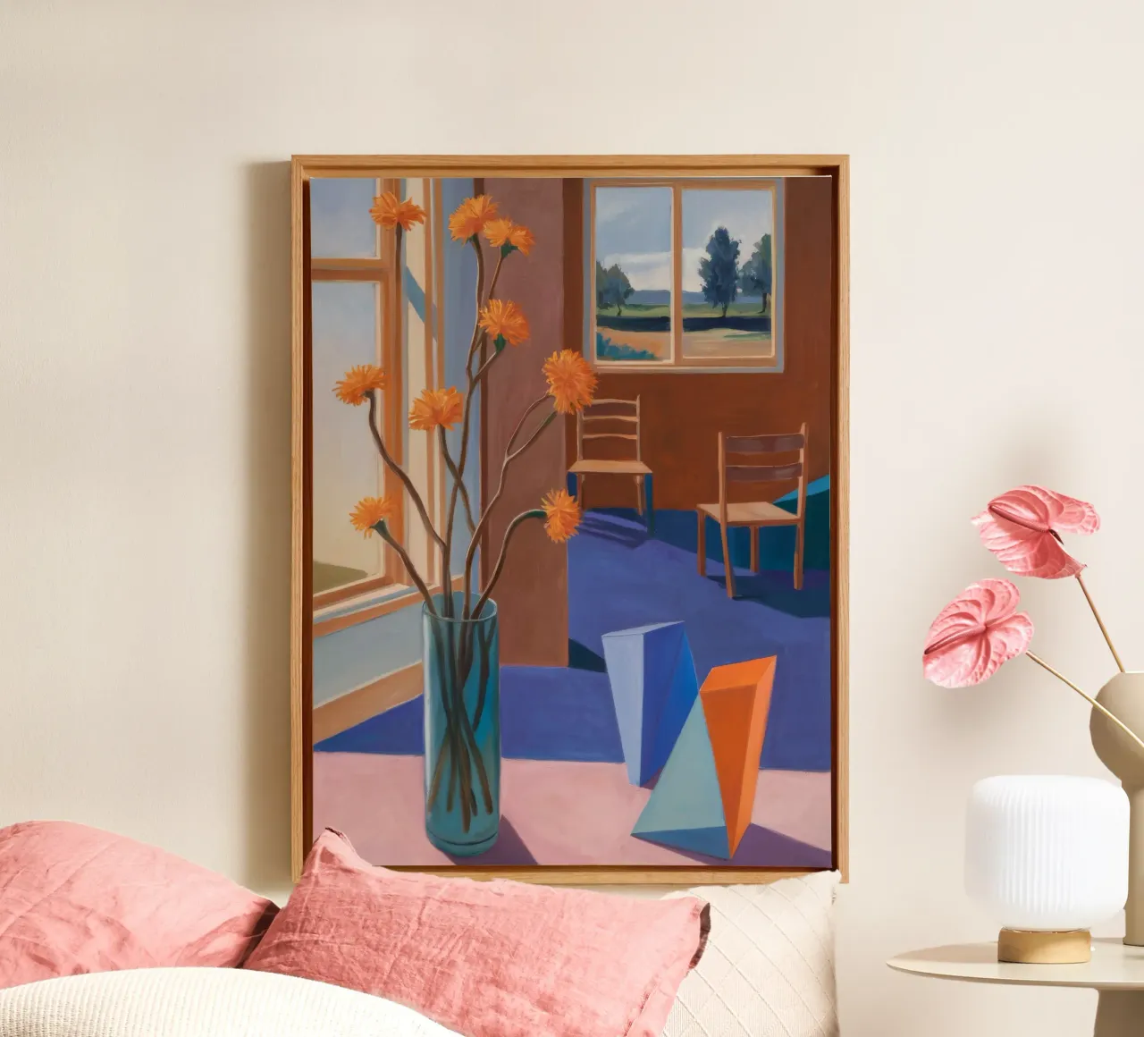 Geometric Bloom Quiet canvas with Floater frame by Mystic Grain