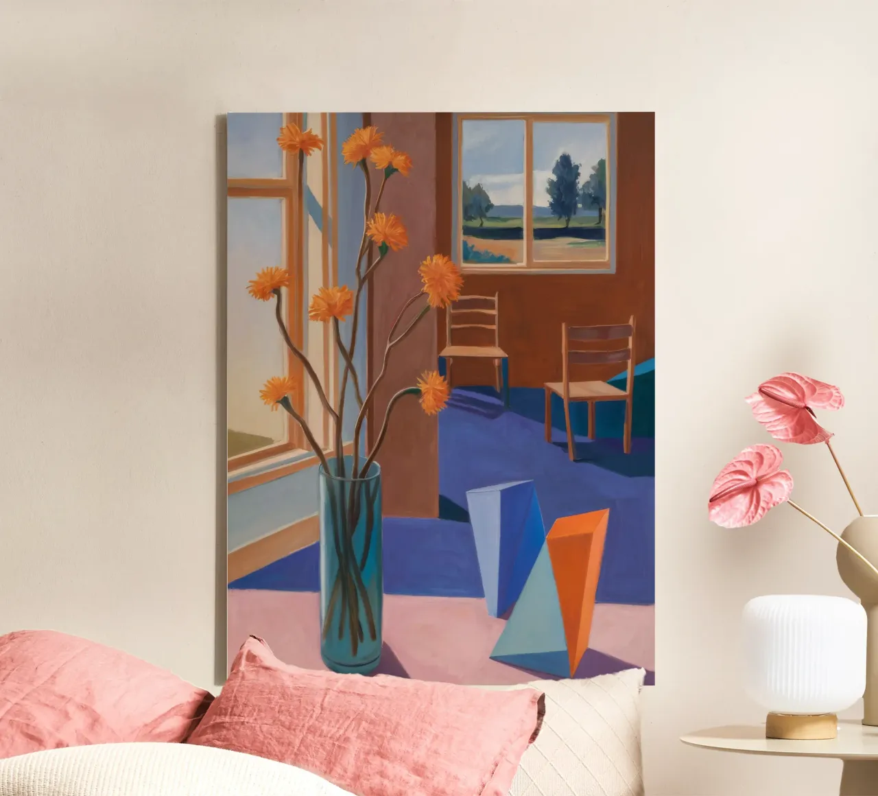 Geometric Bloom Quiet canvas with Floater frame by Mystic Grain