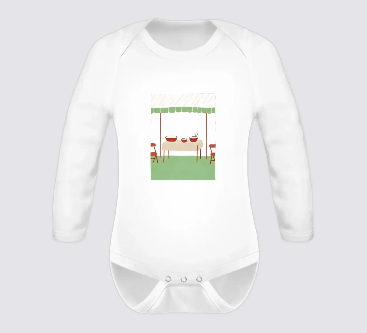 Dining table long-sleeve baby romper by PERSONAL TOUCH