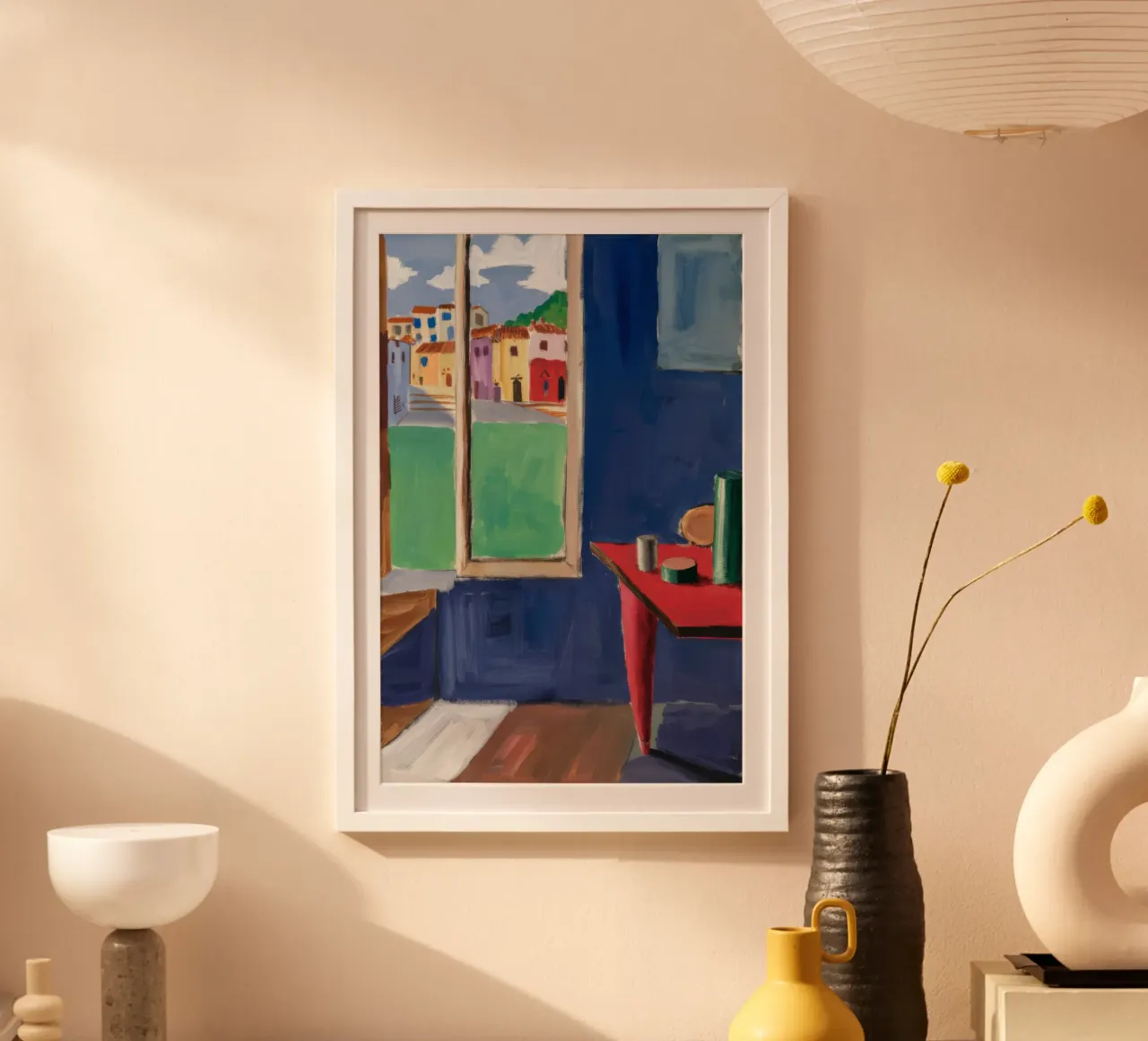 Balletto della città di Cerulea poster con telaio in legno da Mystic Grain