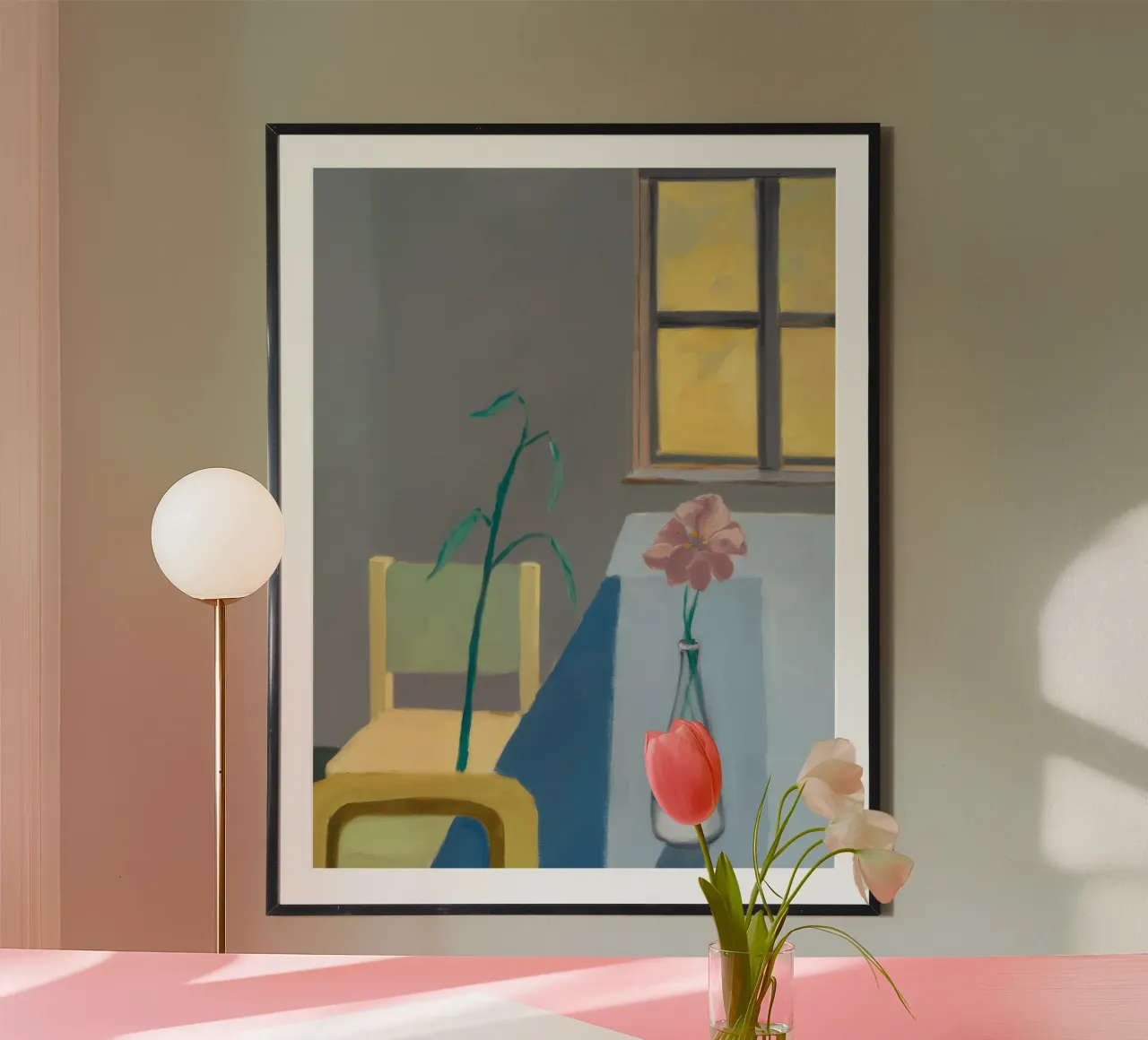 Vaso e luce poster con telaio in alluminio da Mystic Grain