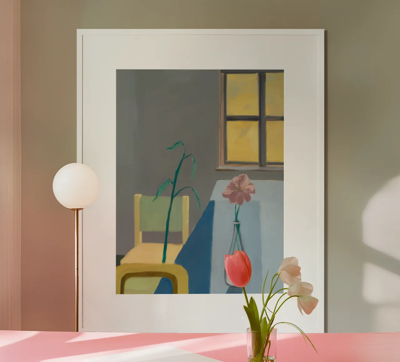 Vaso e luce poster con telaio in alluminio da Mystic Grain