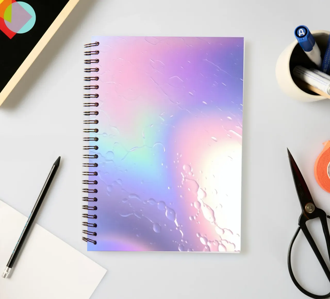 Abstract representation of light reflections and water dropl spiral notebook by DesignDoodle