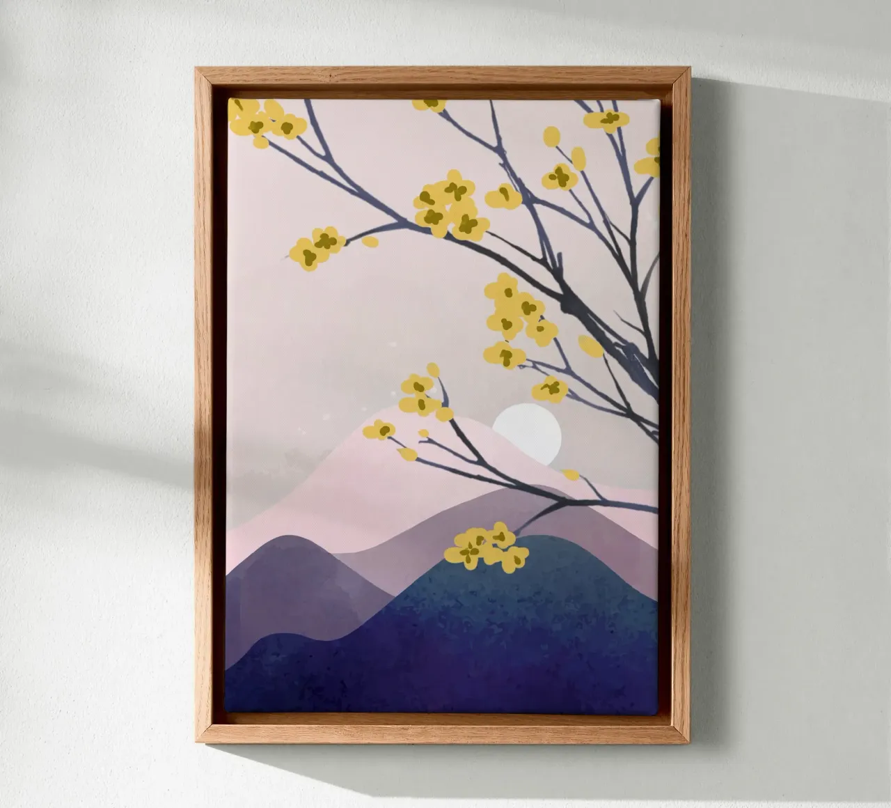 Midnight Bloom 1 canvas met Baklijst van Flow Line