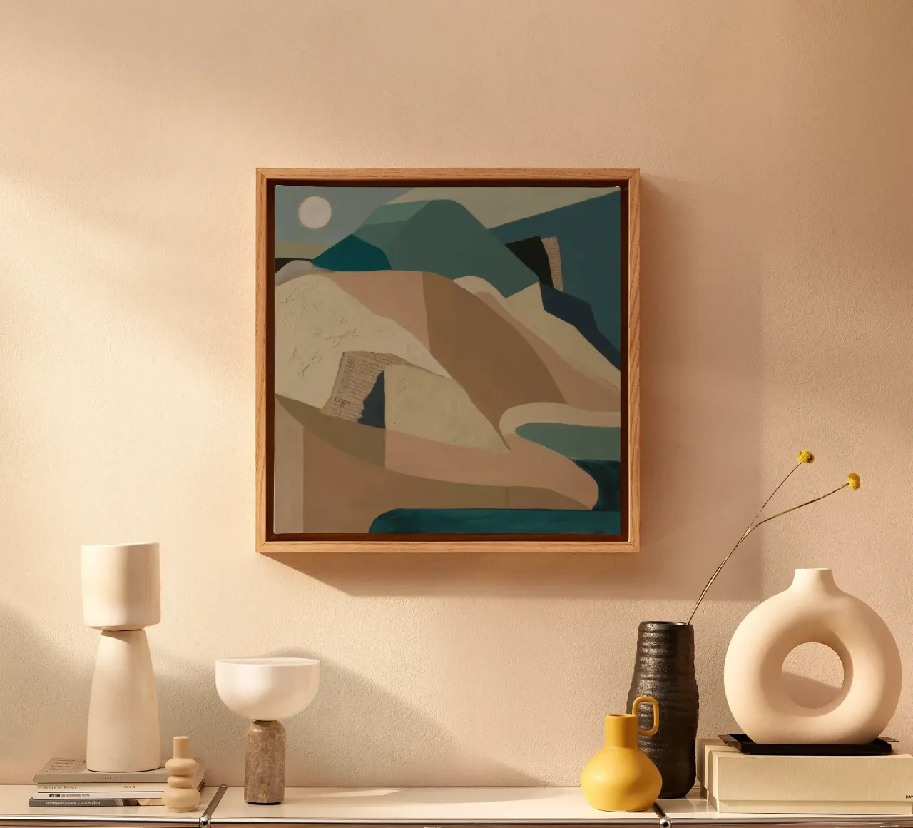 Sereen landschap canvas met Baklijst van Crimson Whisper
