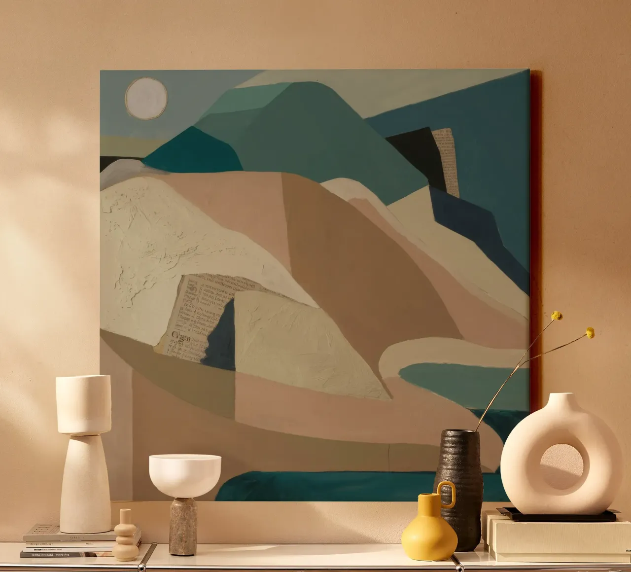 Sereen landschap canvas met Baklijst van Crimson Whisper
