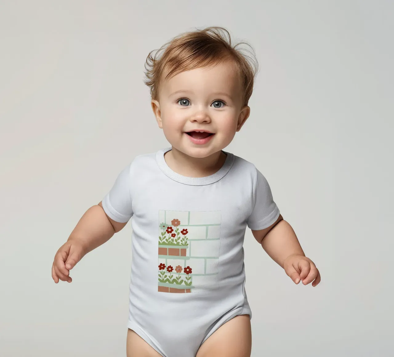 Fiori in vaso body neonato maniche corte da PERSONAL TOUCH
