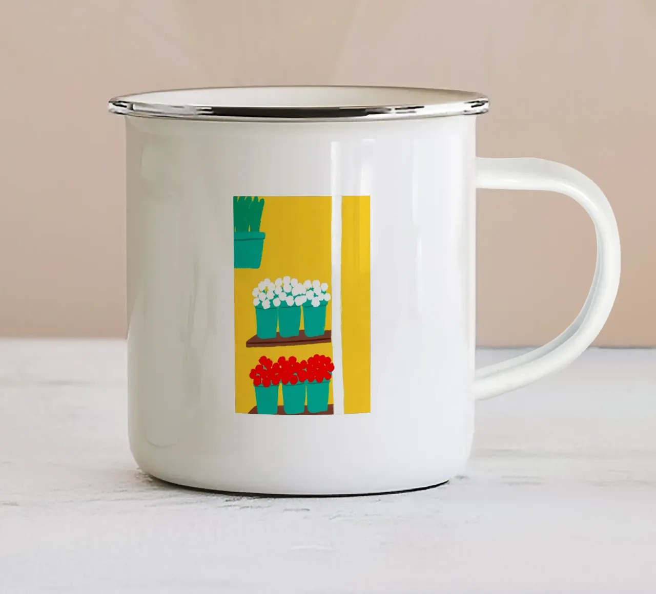 Fiori in vaso tazza in smalto da PERSONAL TOUCH