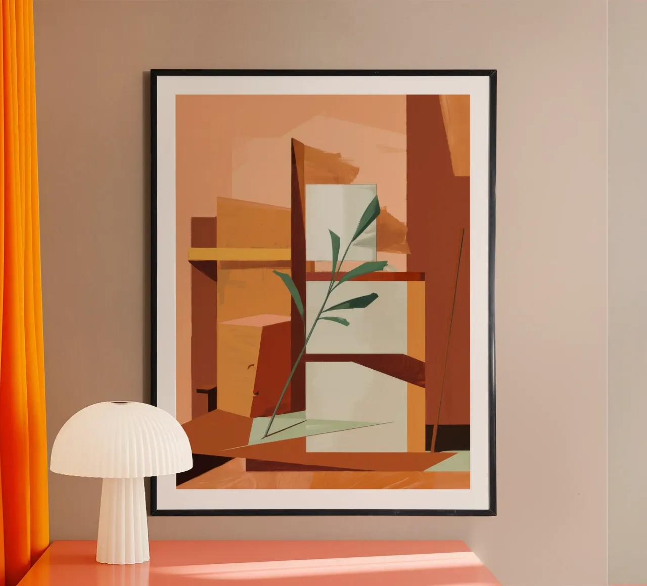 Crescita astratta poster con telaio in legno da Crimson Whisper