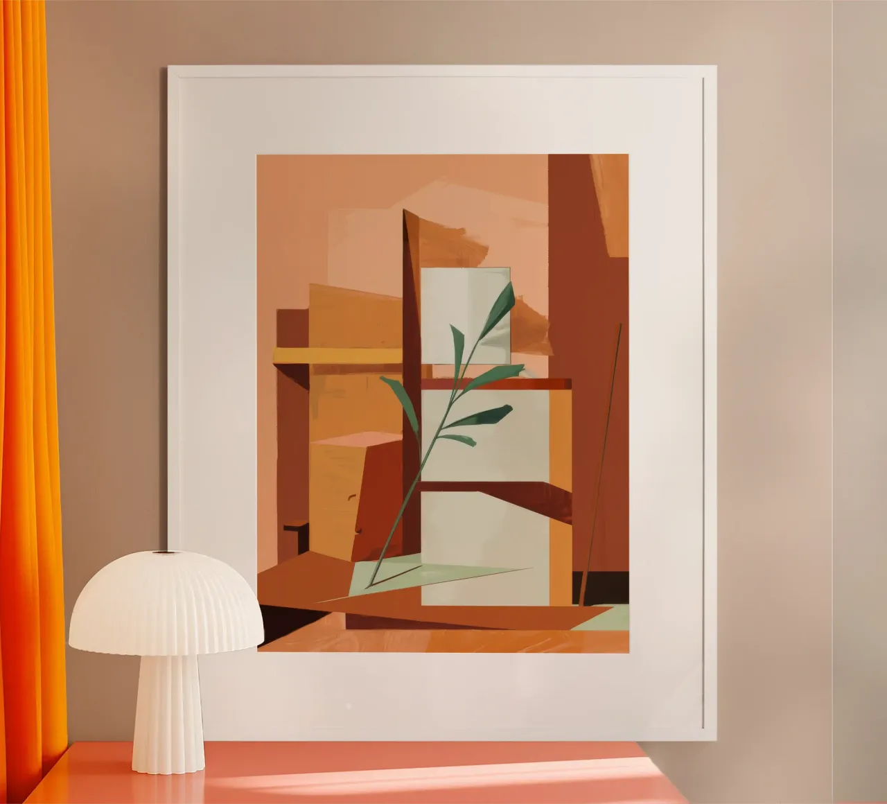 Crescita astratta poster con telaio in legno da Crimson Whisper