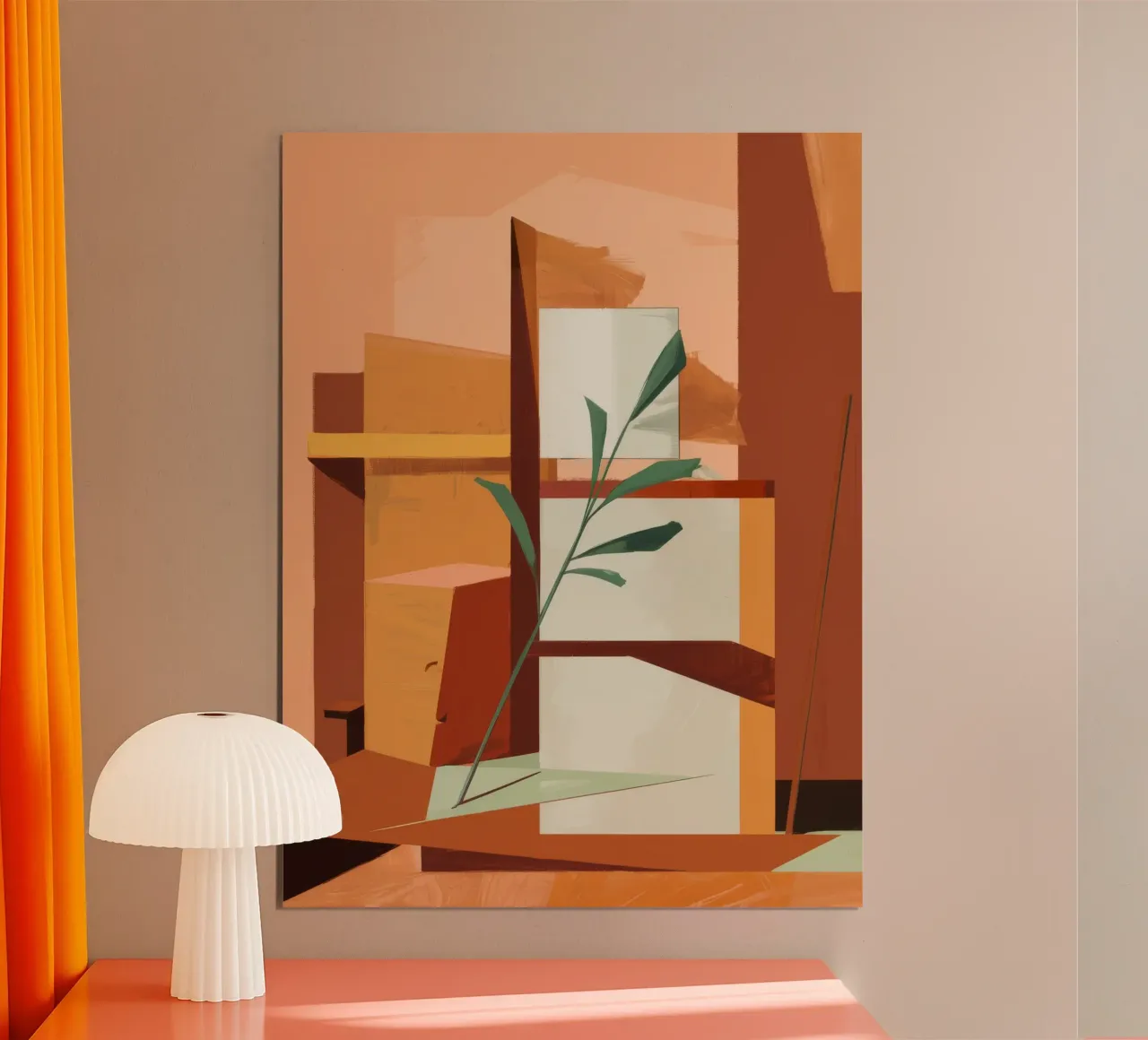 Crescita astratta poster con telaio in legno da Crimson Whisper