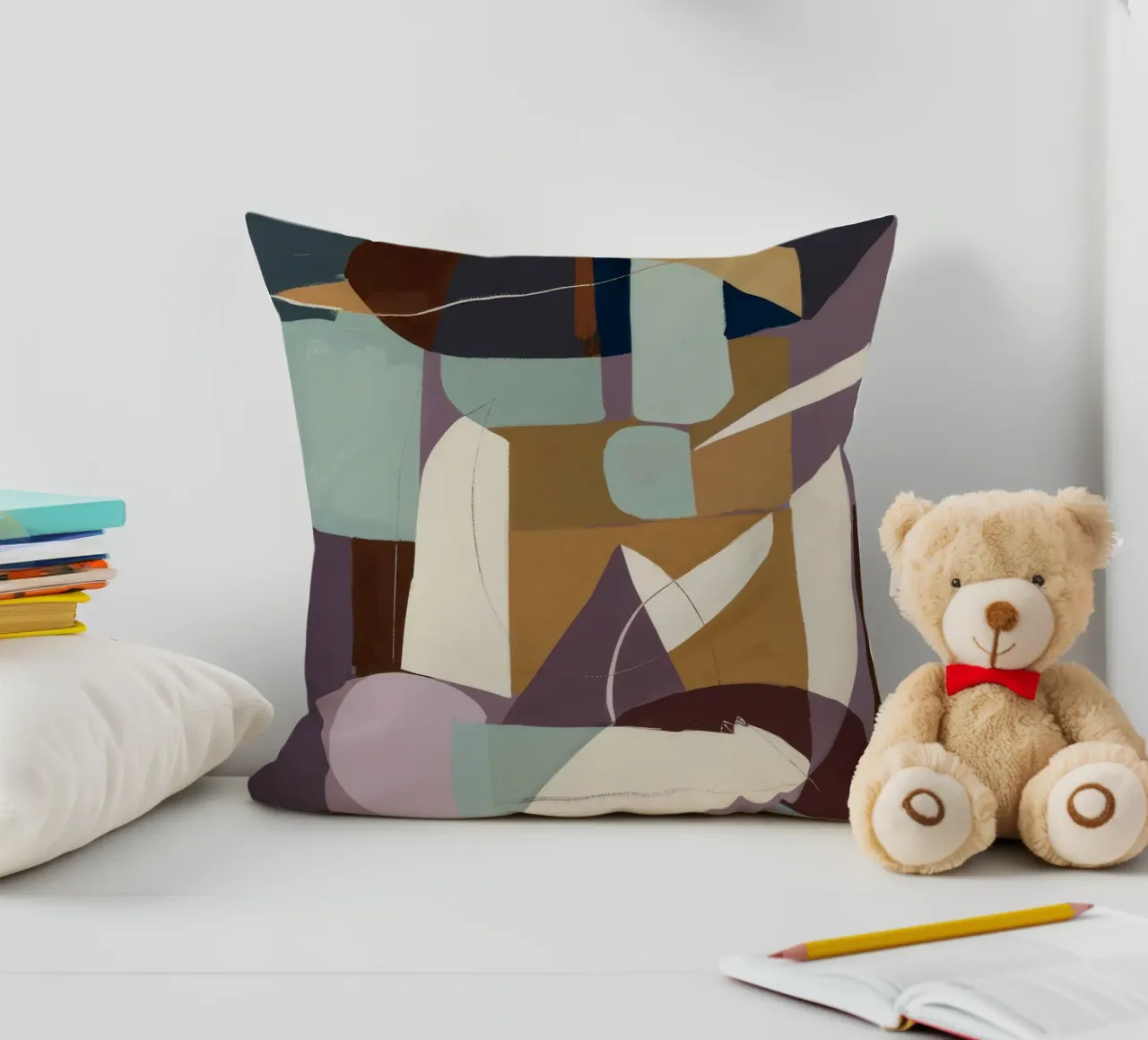 Composition cubiste coussin de Crimson Whisper