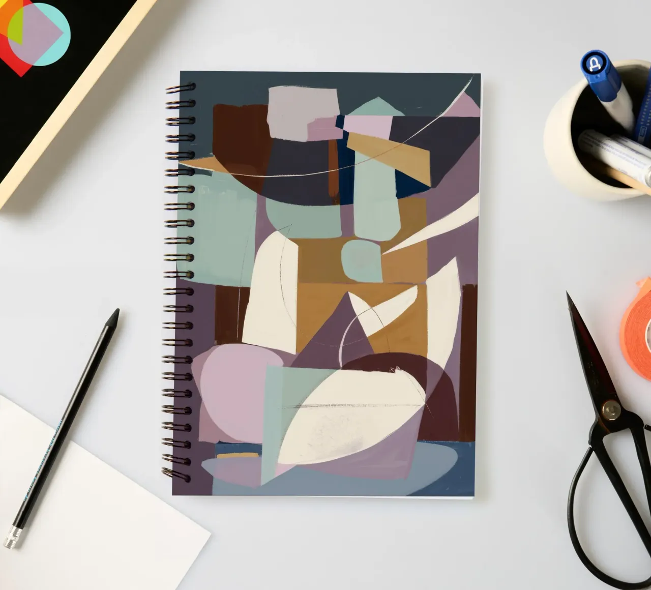 Cubist Composition spiral notebook by Crimson Whisper