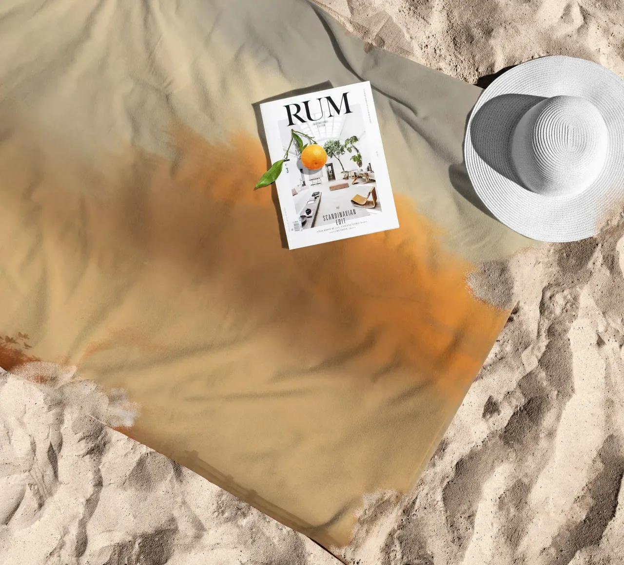 Vibrant autumn trees emerge through morning fog beach towel by DesignDoodle