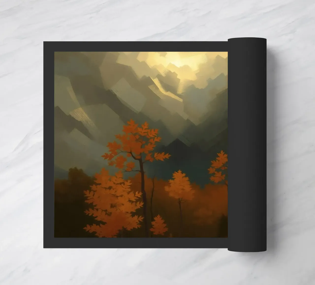 Goldene Herbstbäume in sanftem Licht Fußmatte von DesignDoodle