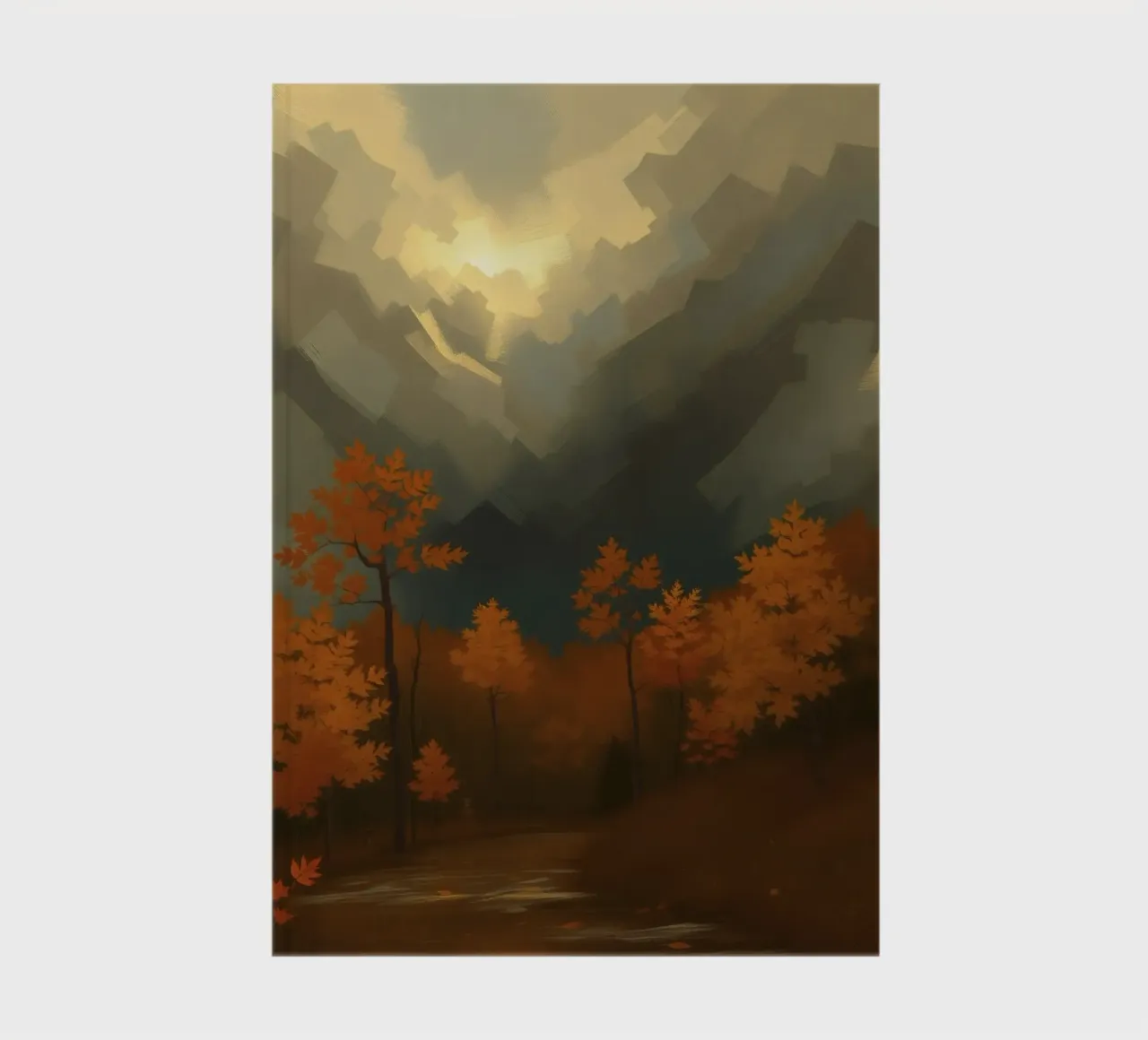 Golden autumn trees illuminated by a soft glow notebook by DesignDoodle