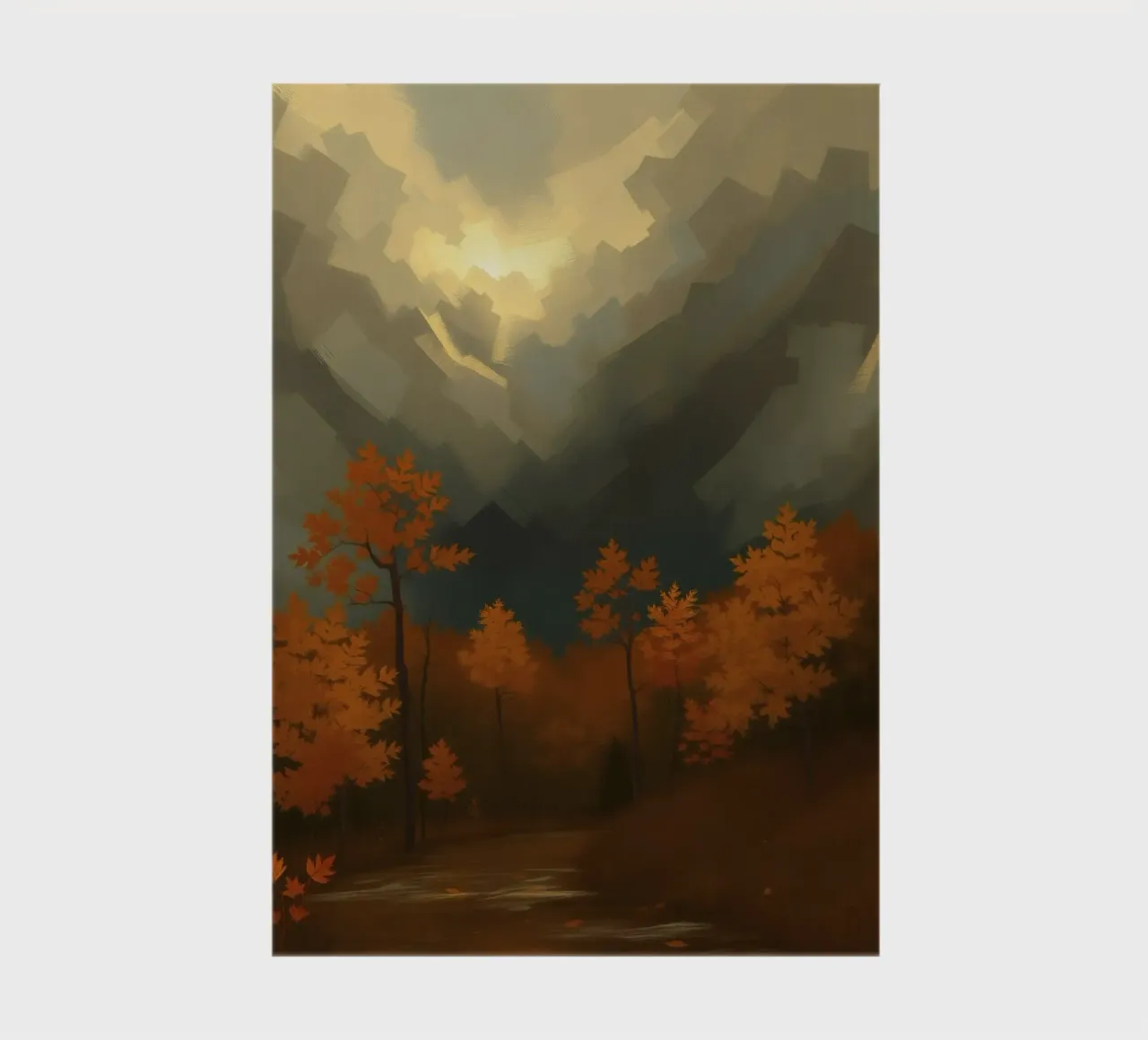 Arbres d'automne dorés illuminés par une douce lueur carnet de notes de DesignDoodle