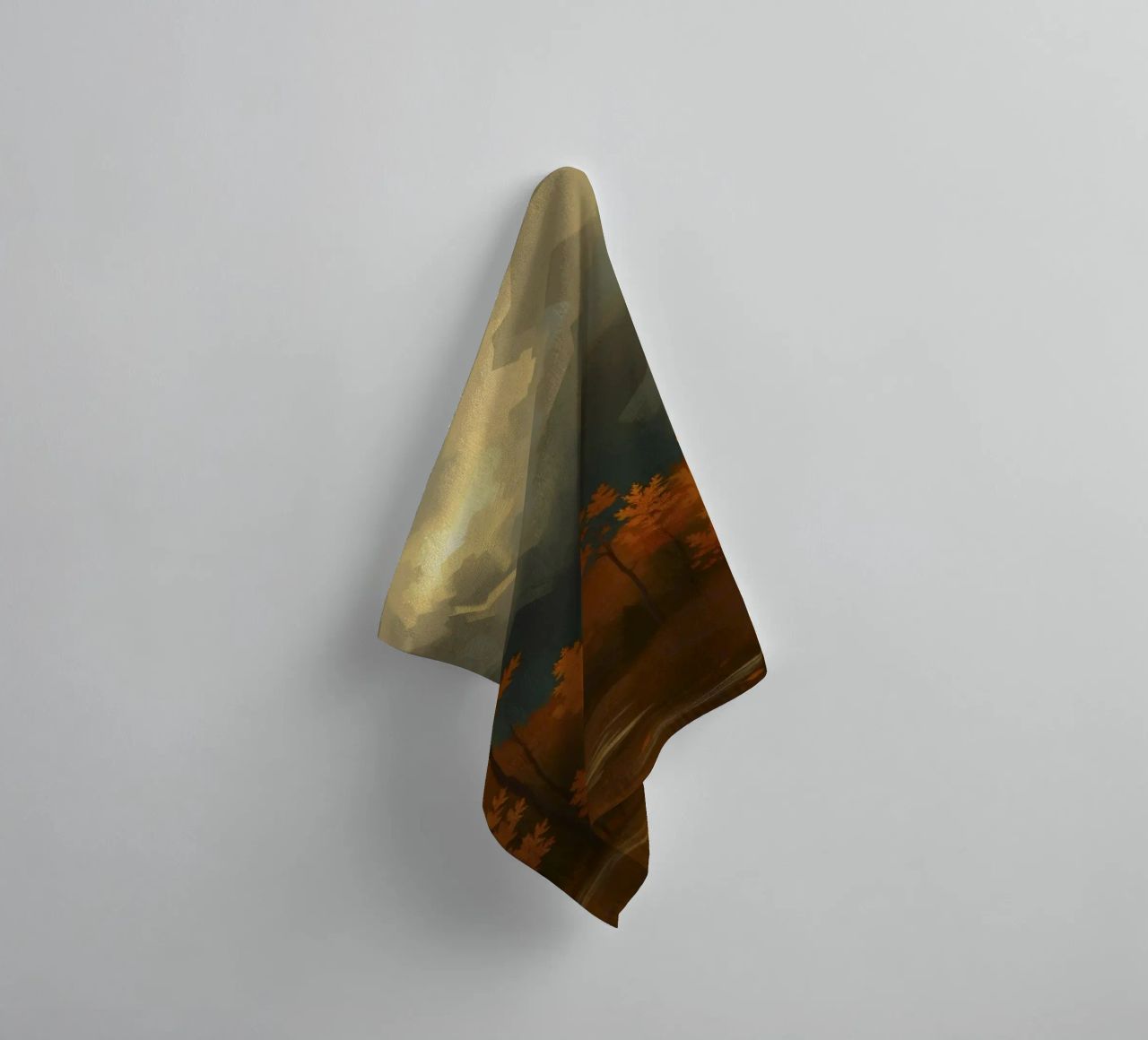 Golden autumn trees illuminated by a soft glow towel by DesignDoodle