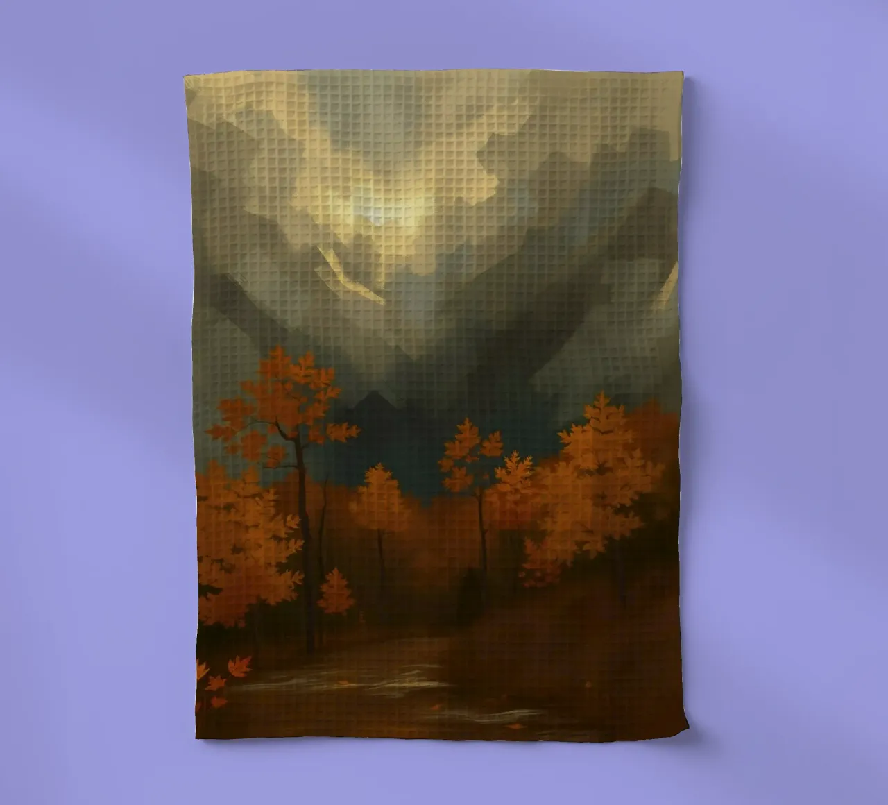 Arbres d'automne dorés illuminés par une douce lueur torchon de DesignDoodle