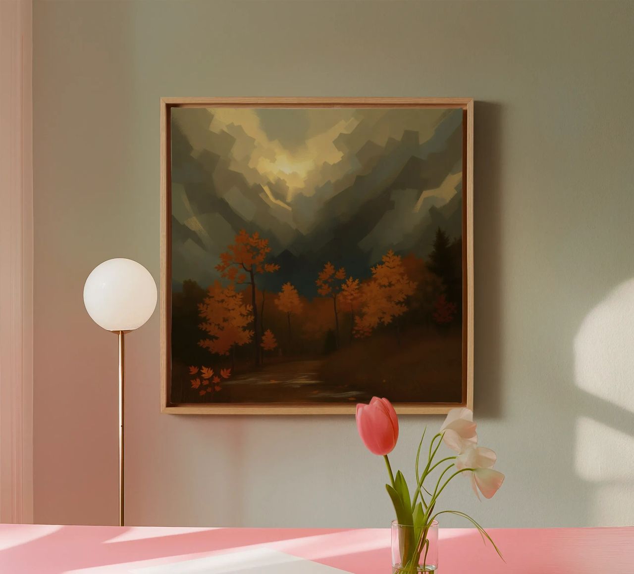 Golden autumn trees illuminated by a soft glow canvas by DesignDoodle