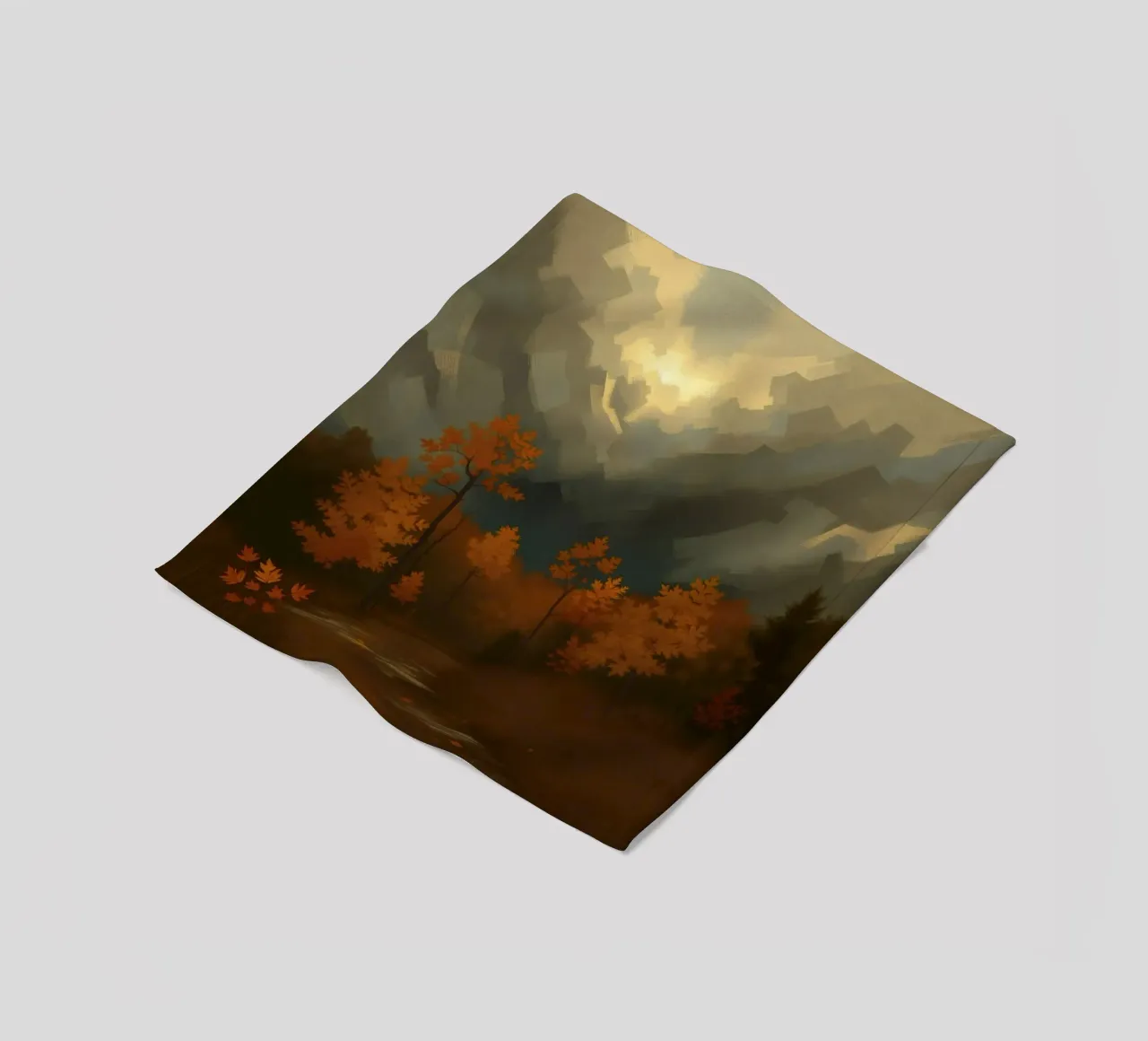 Golden autumn trees illuminated by a soft glow fleece blanket by DesignDoodle