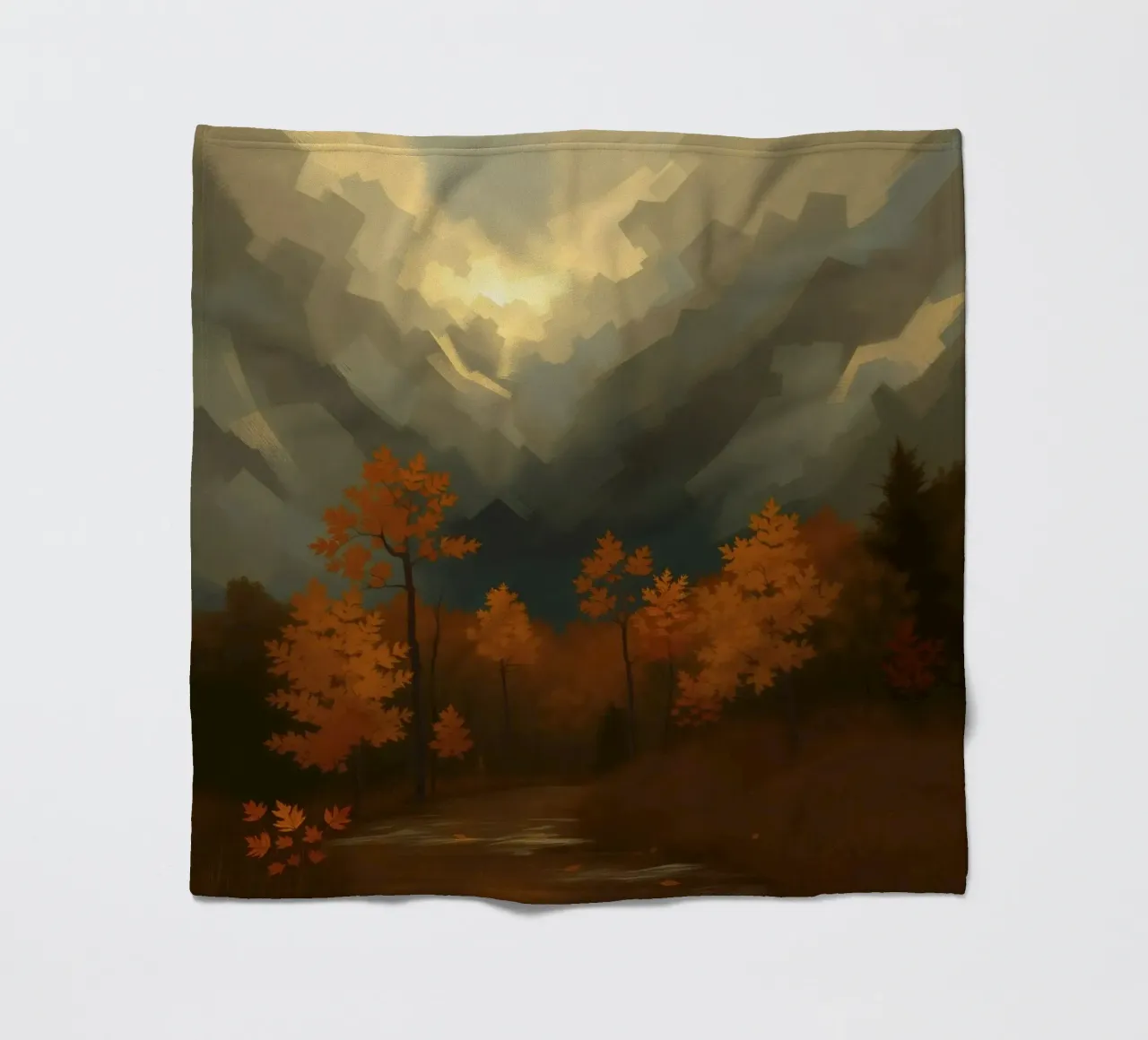 Golden autumn trees illuminated by a soft glow fleece blanket by DesignDoodle