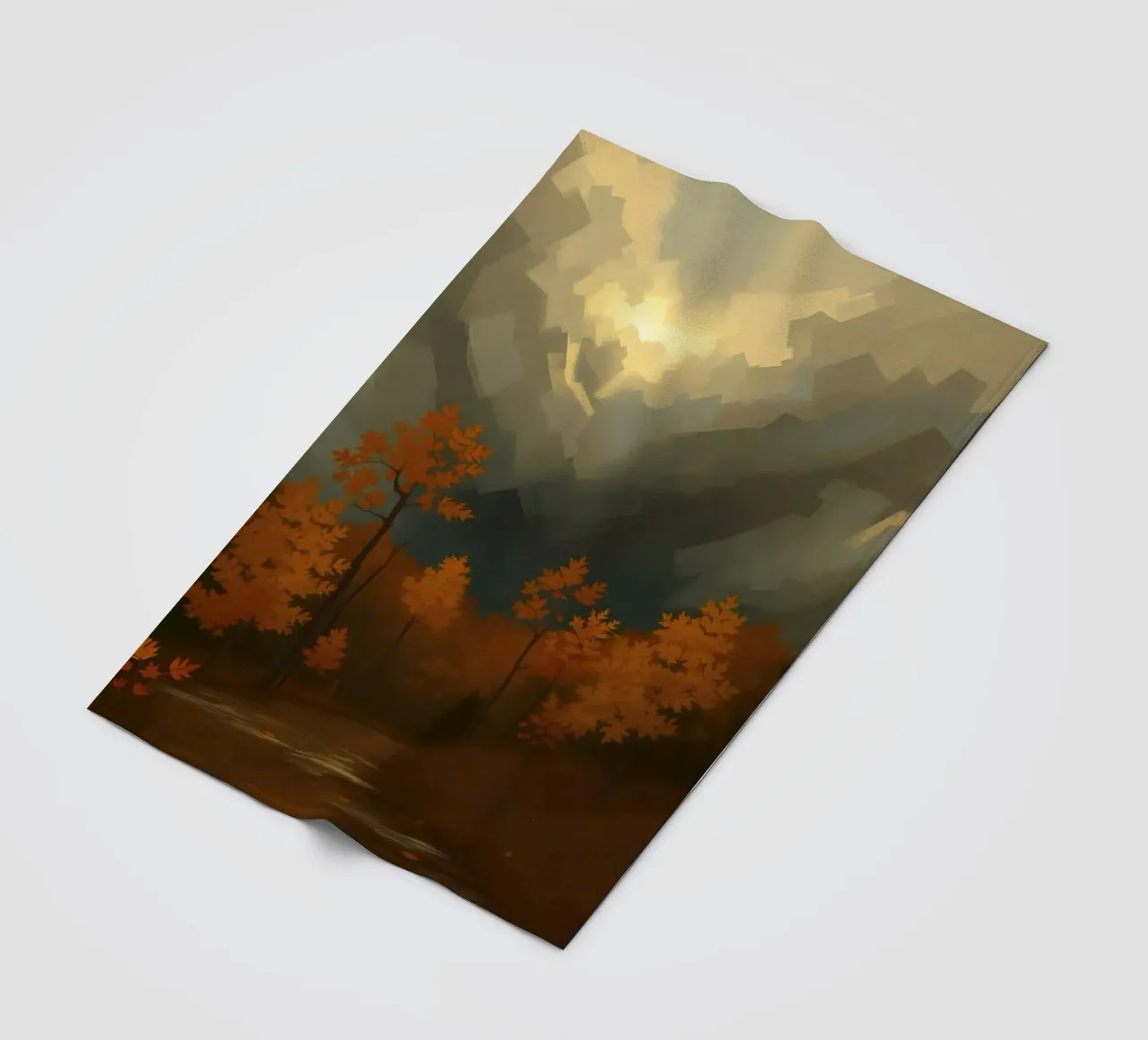 Golden autumn trees illuminated by a soft glow fleece blanket by DesignDoodle