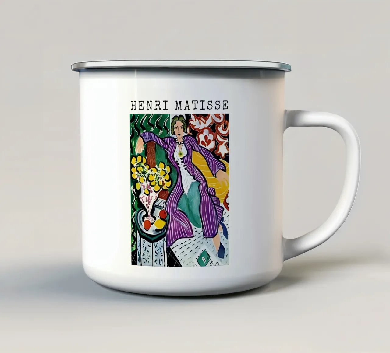 Henri Matisse - Donna con cappotto viola tazza in smalto da tokovictory