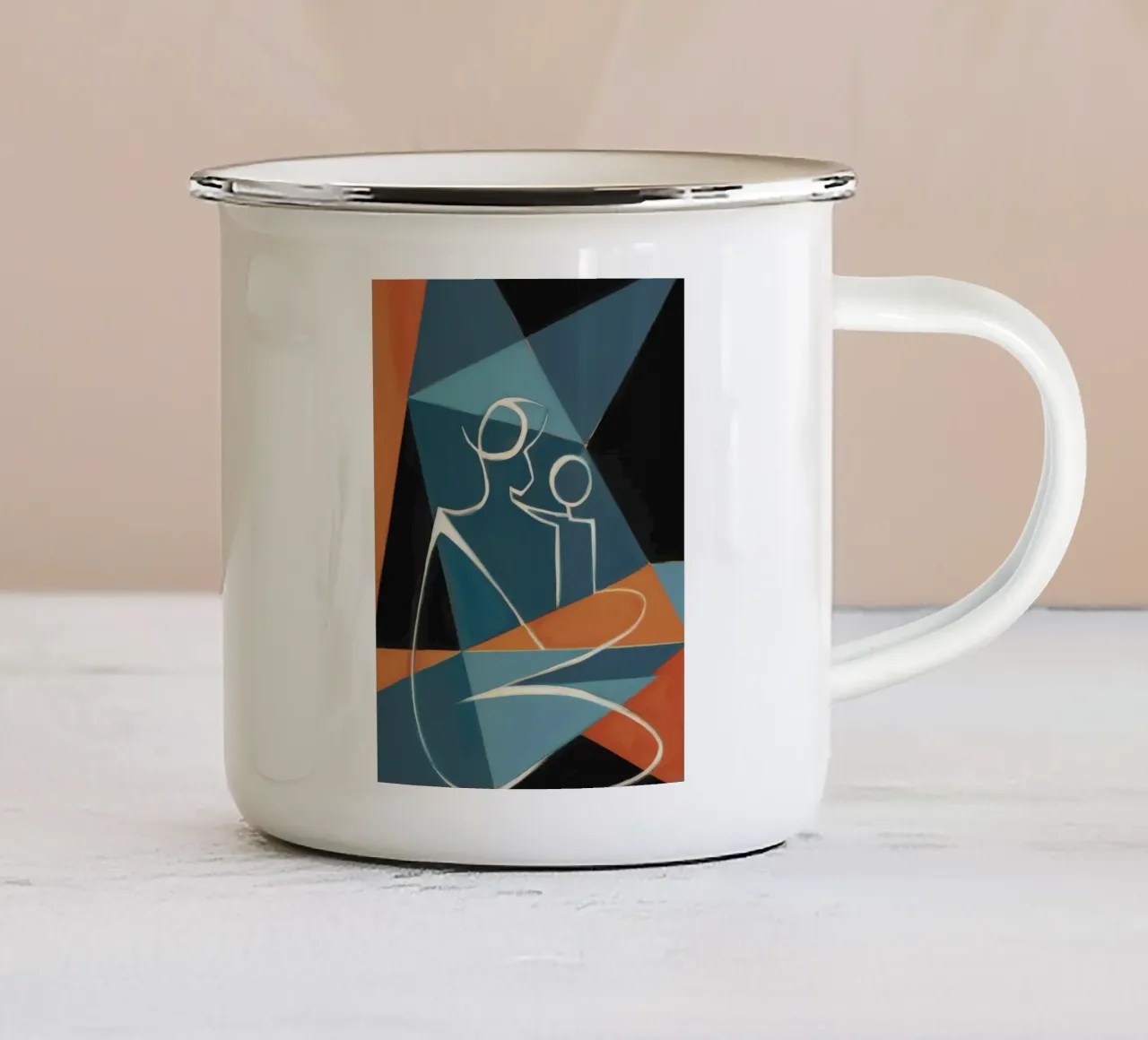Abbraccio astratto tazza in smalto da Crimson Whisper