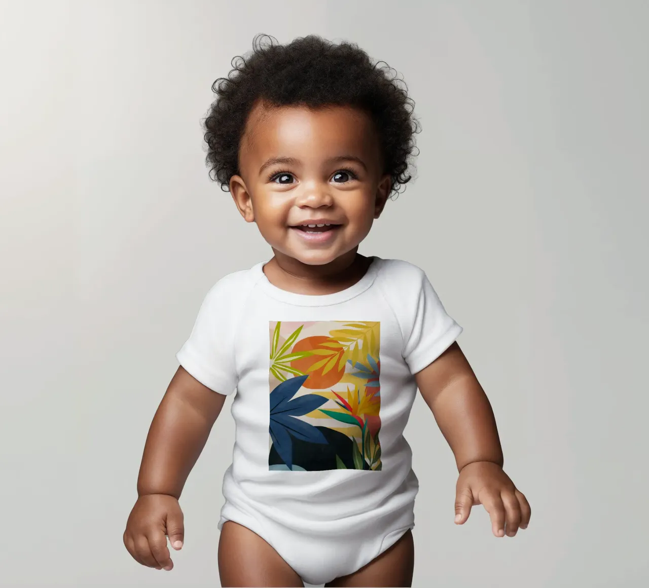 Garden in the Sunshine short-sleeve baby romper by Flow Line
