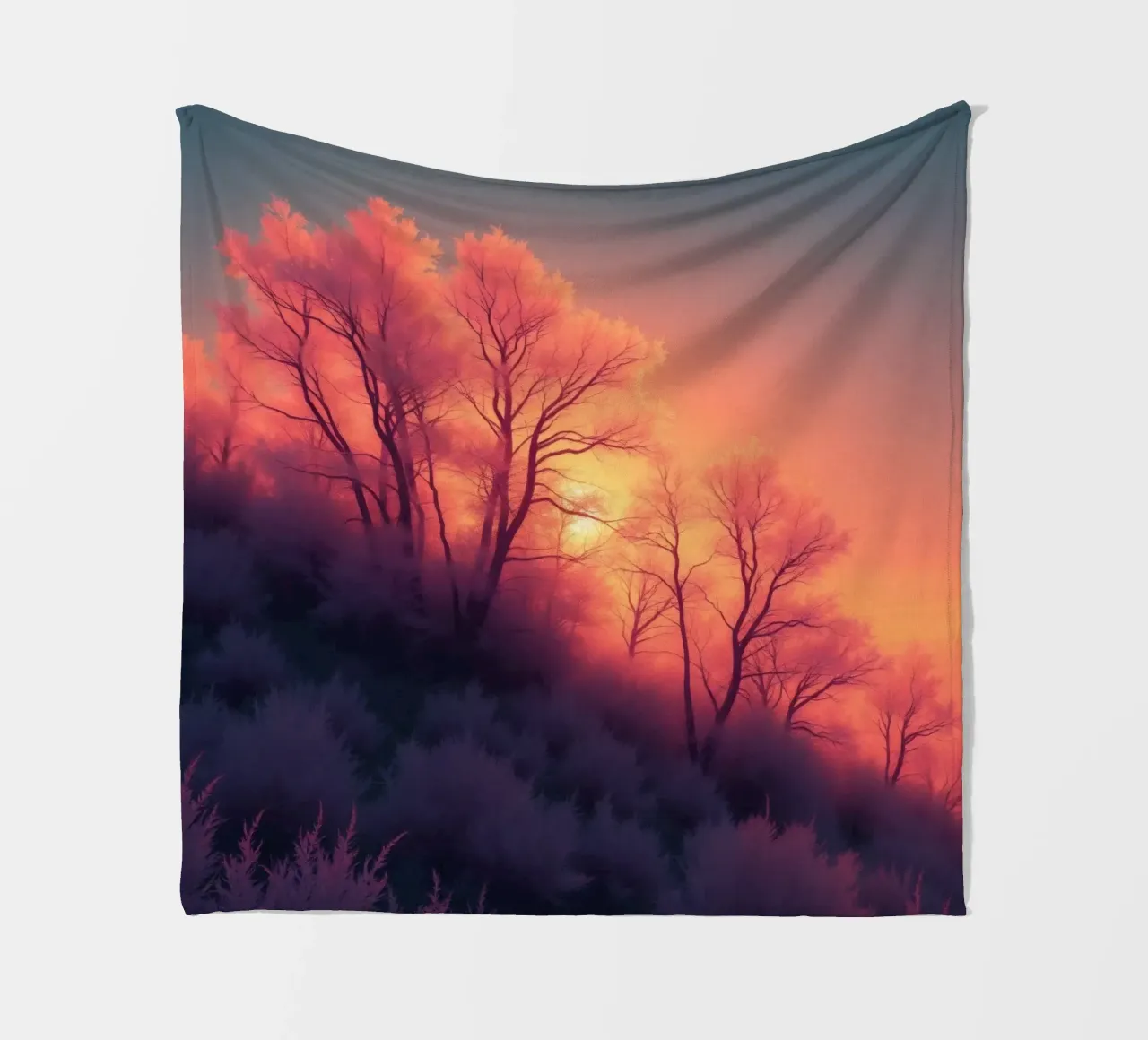 Tramonto invernale sugli alberi smerigliati in una serata fredda in un'area sere coperta in pile da DesignDoodle