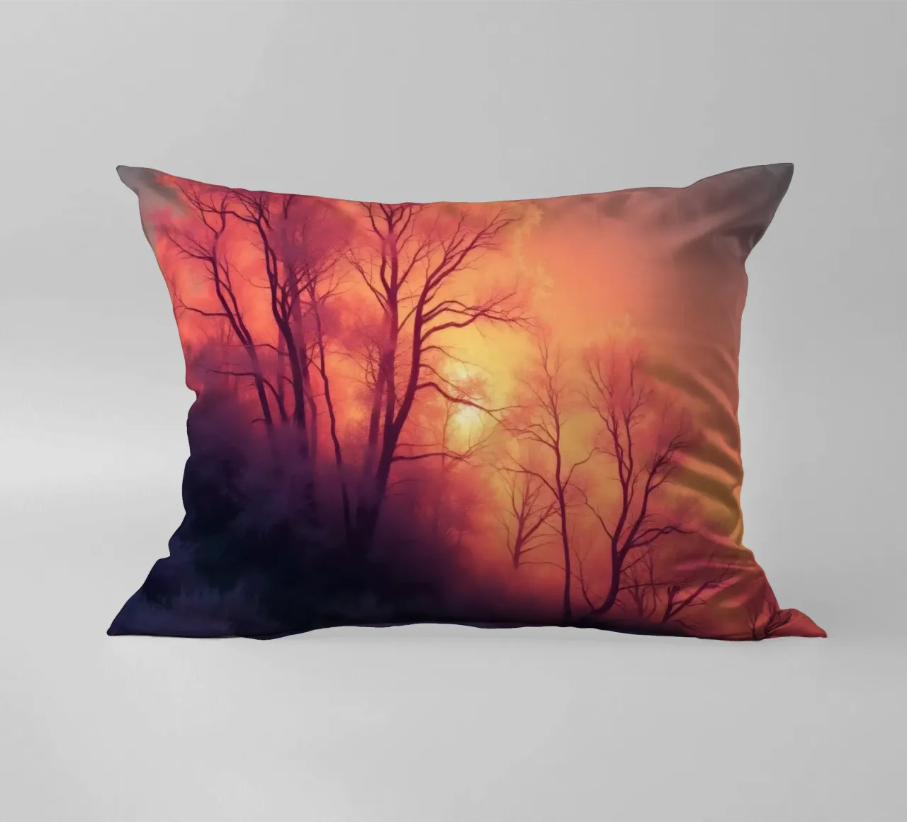 Tramonto invernale sugli alberi smerigliati in una serata fredda in un'area sere cuscino da DesignDoodle