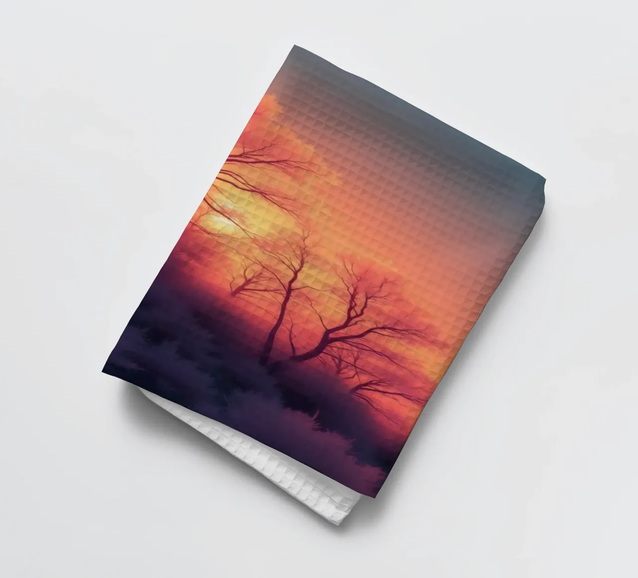 Tramonto invernale sugli alberi smerigliati in una serata fredda in un'area sere canovaccio da cucina da DesignDoodle