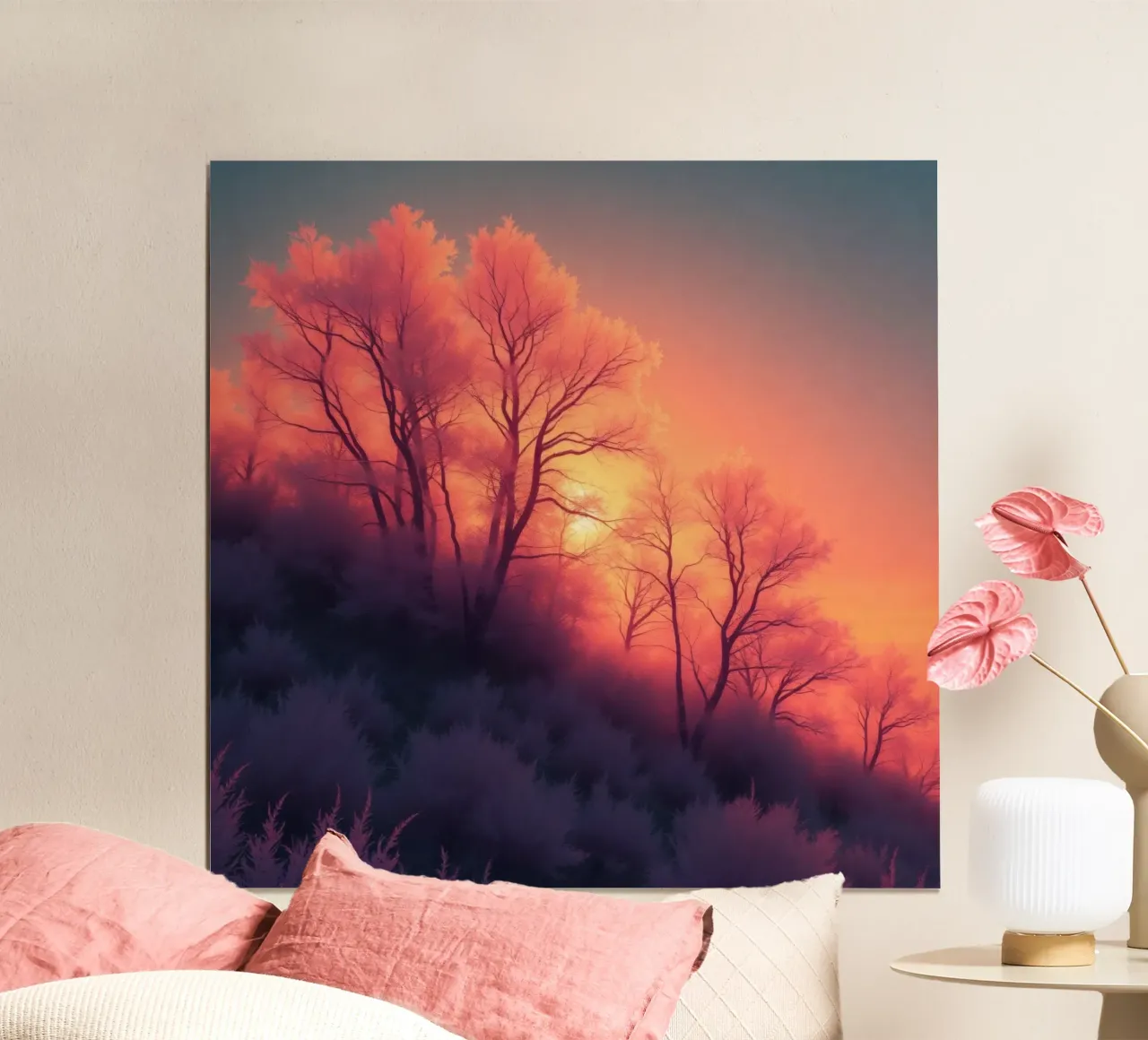 Tramonto invernale sugli alberi smerigliati in una serata fredda in un'area sere carta hahnemühle da DesignDoodle
