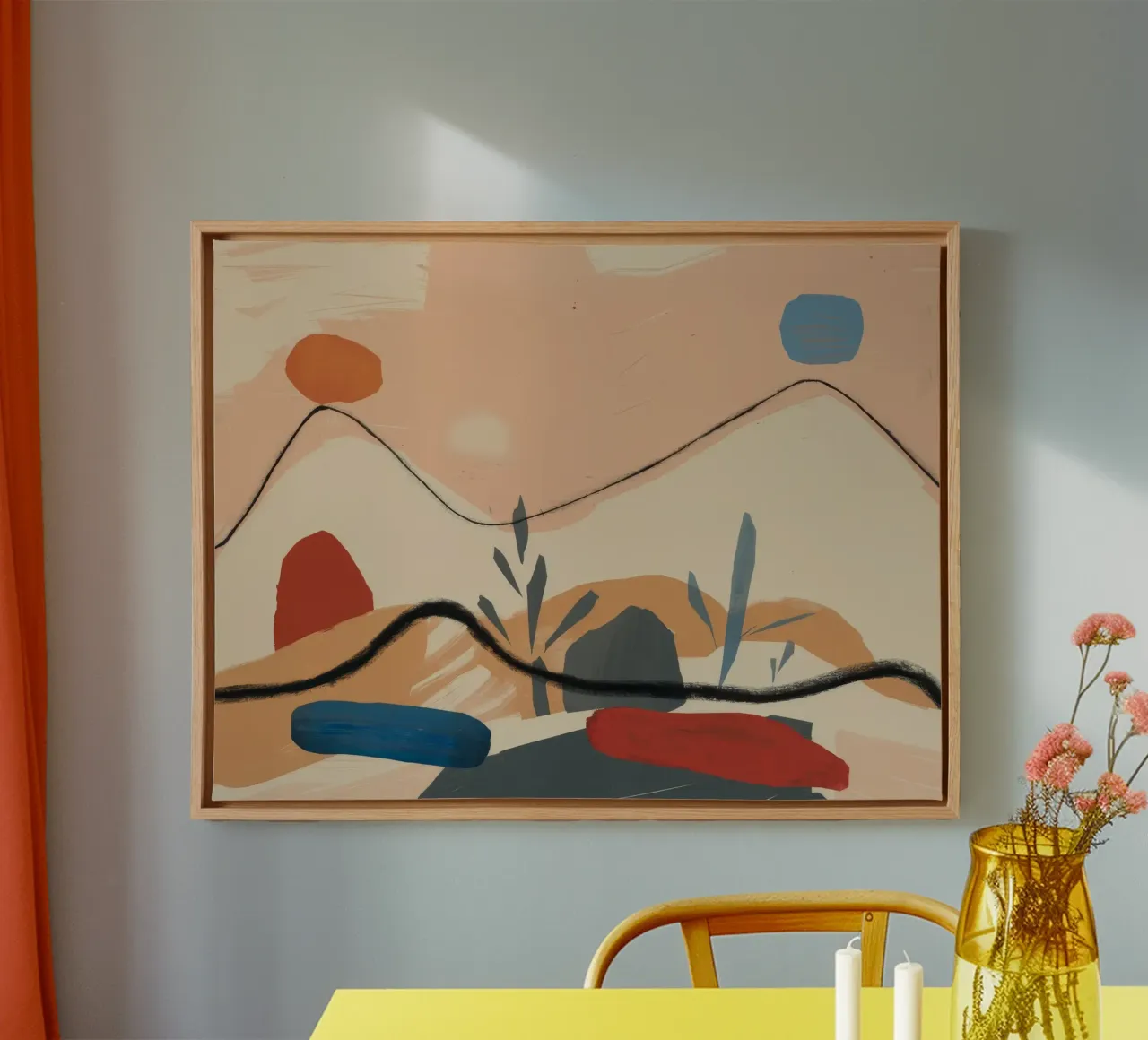 Sereniteit in de bergen canvas met Baklijst van Crimson Whisper