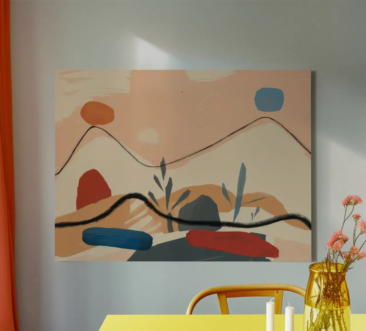 Sereniteit in de bergen canvas met Baklijst van Crimson Whisper